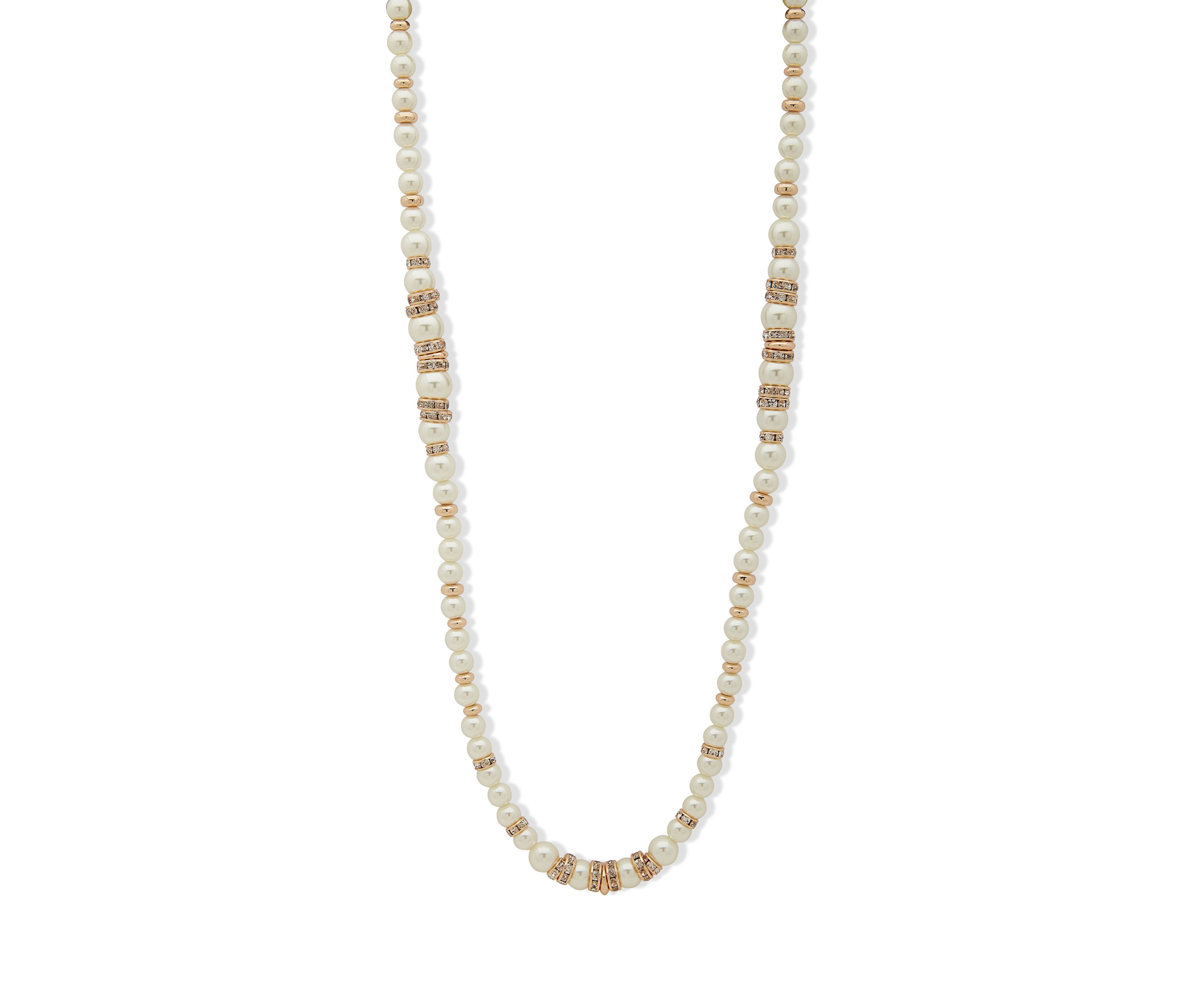 Gold Tone 42 Stationed Rondelle Necklace