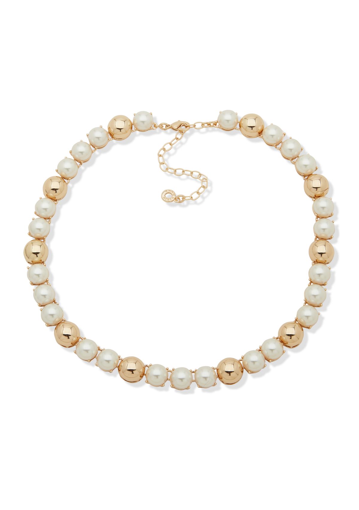 Gold Tone Pearl Domes Collar Necklace