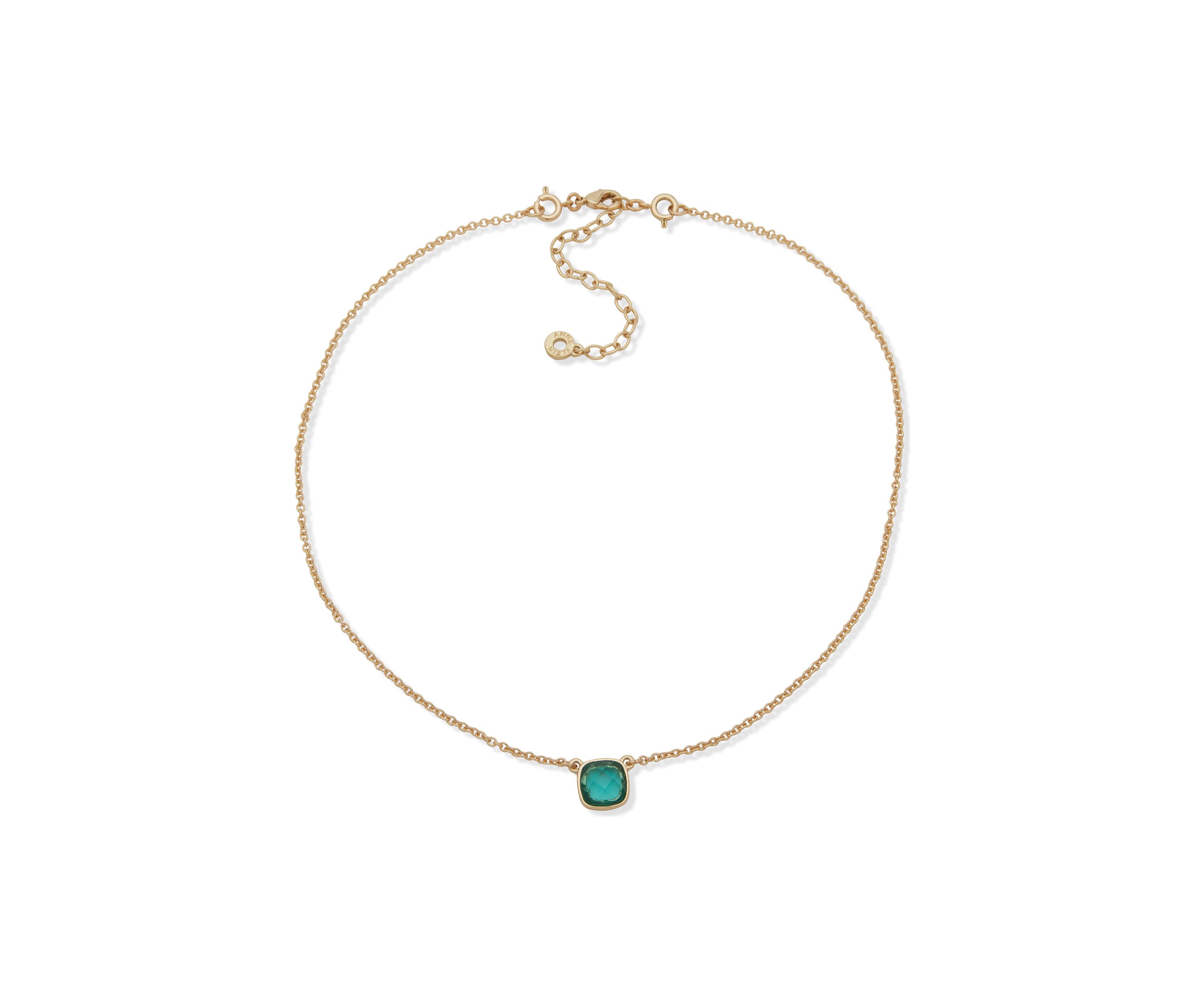 Gold Tone Stone Pendant Necklace