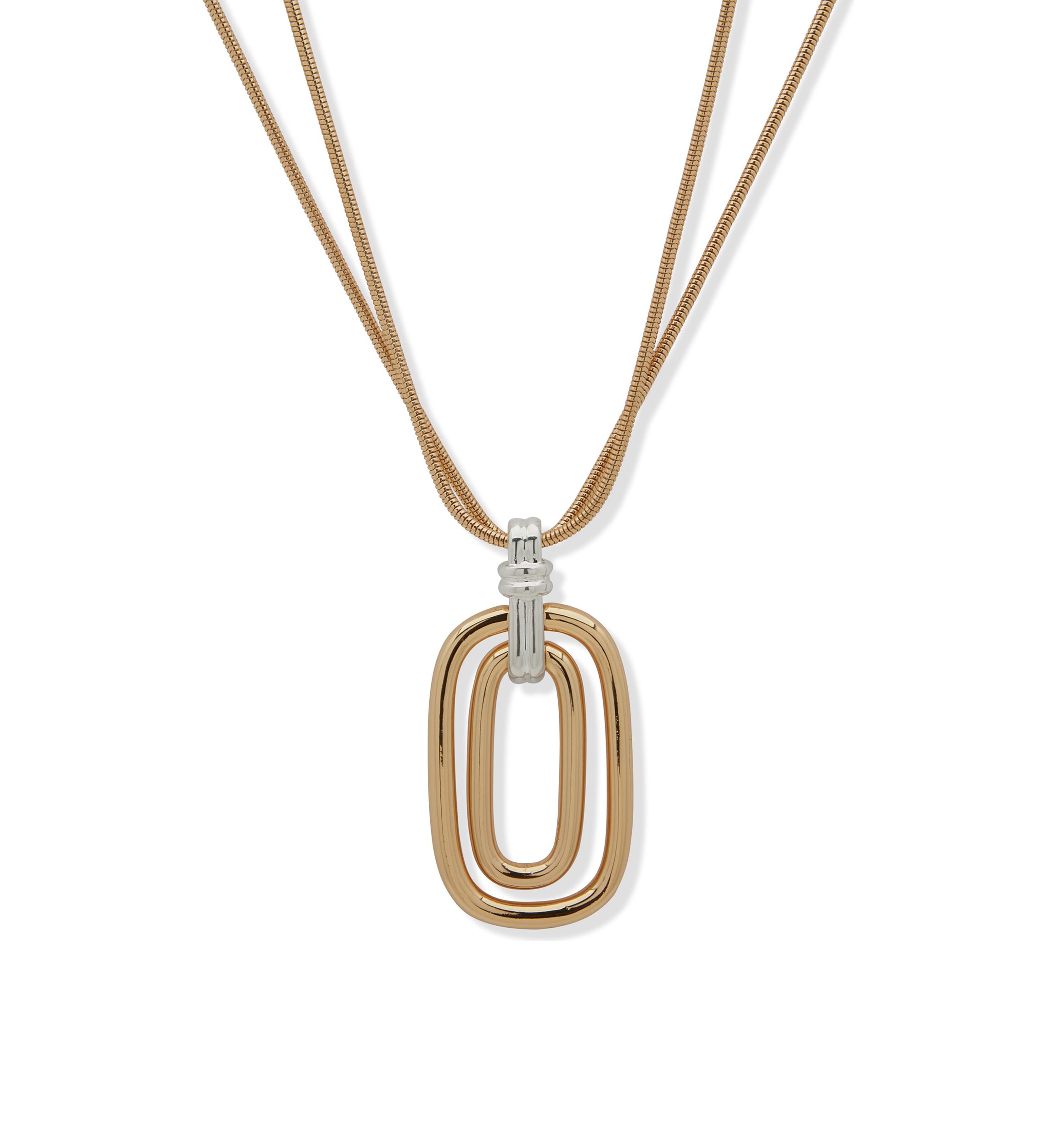 Two Tone Snake Chain Pendant Necklace
