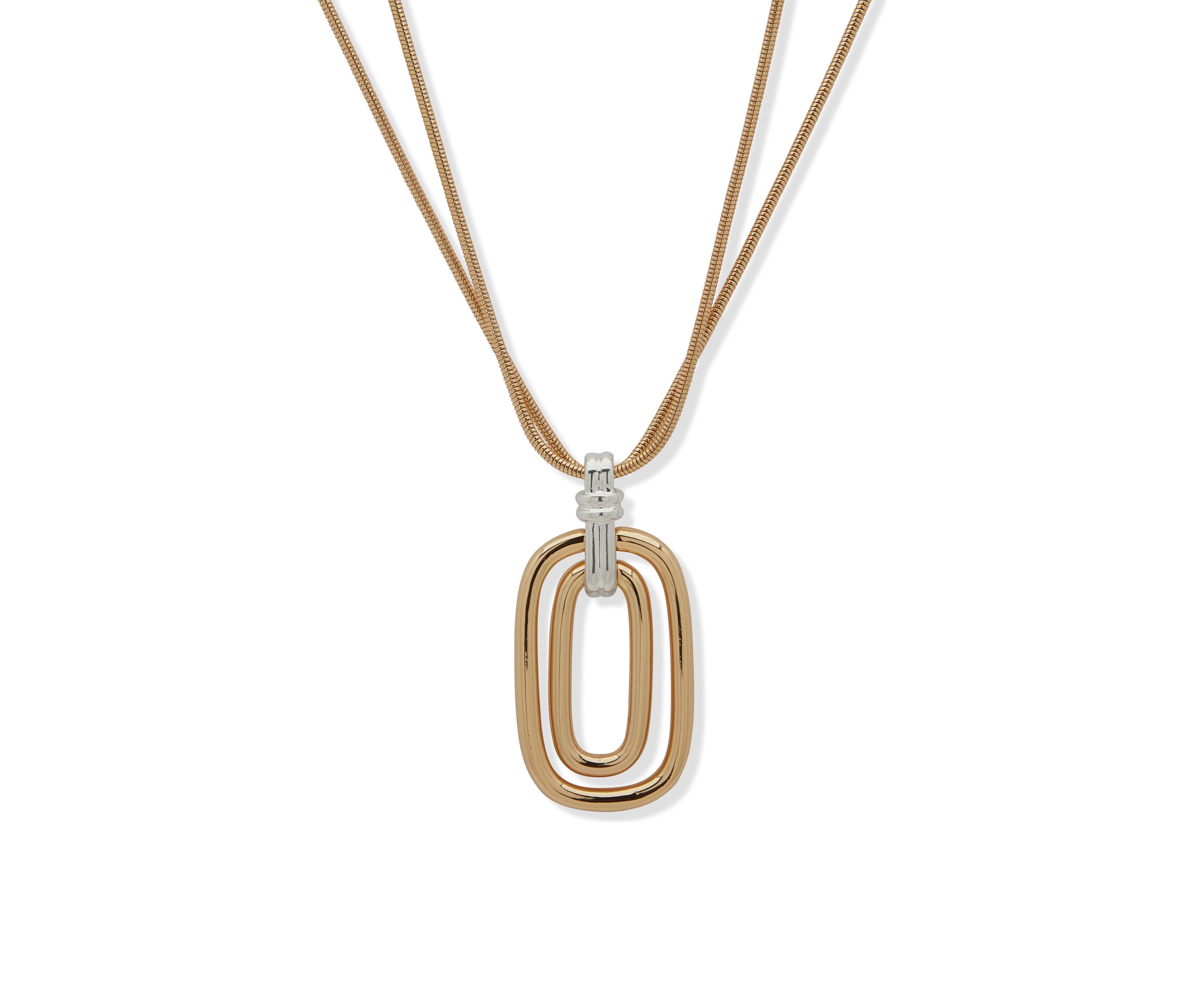 Two Tone Snake Chain Pendant Necklace