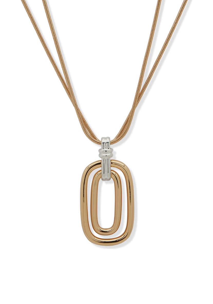 Two Tone Snake Chain Pendant Necklace