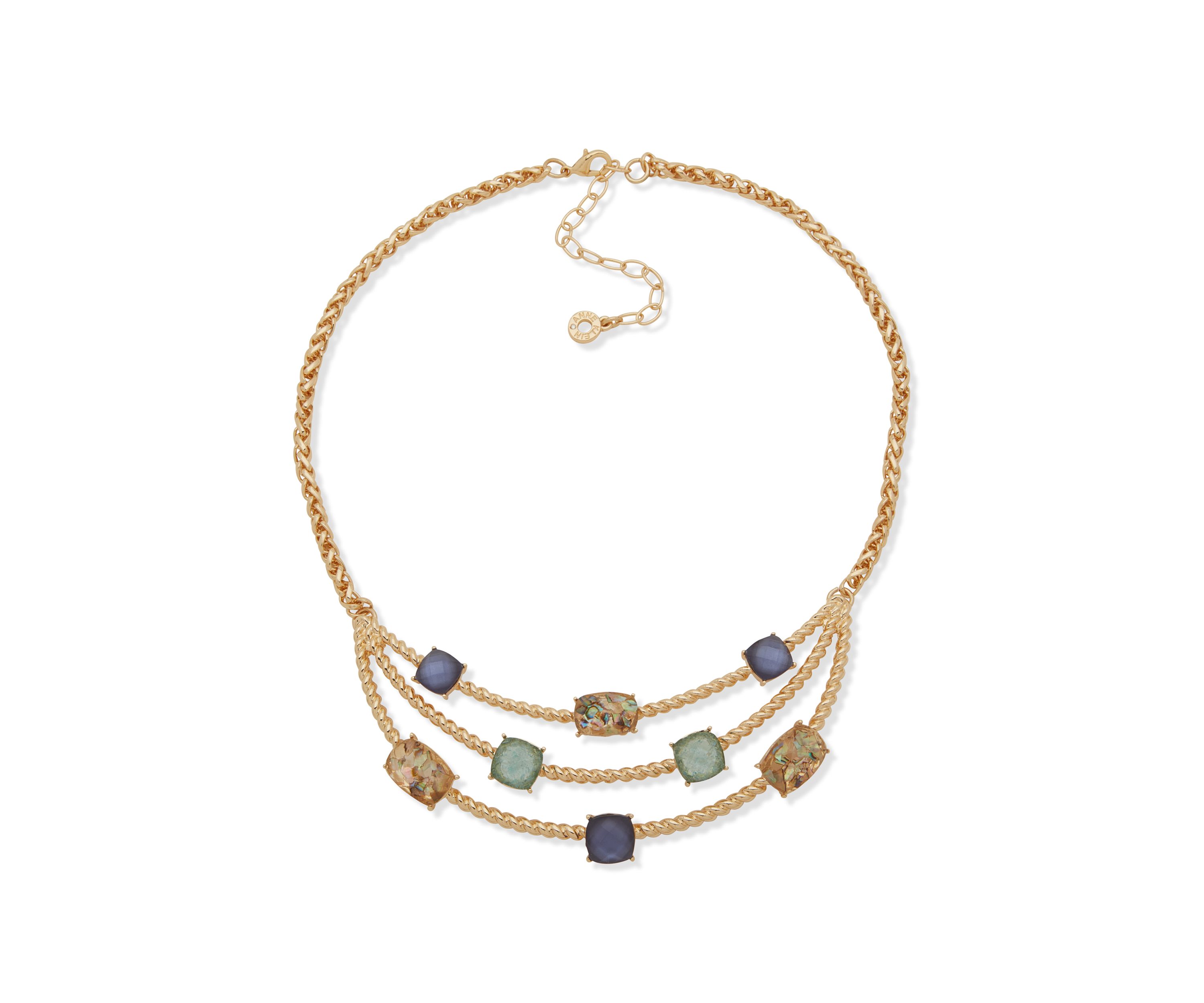 Gold Tone Multi Roped Multirow Necklace