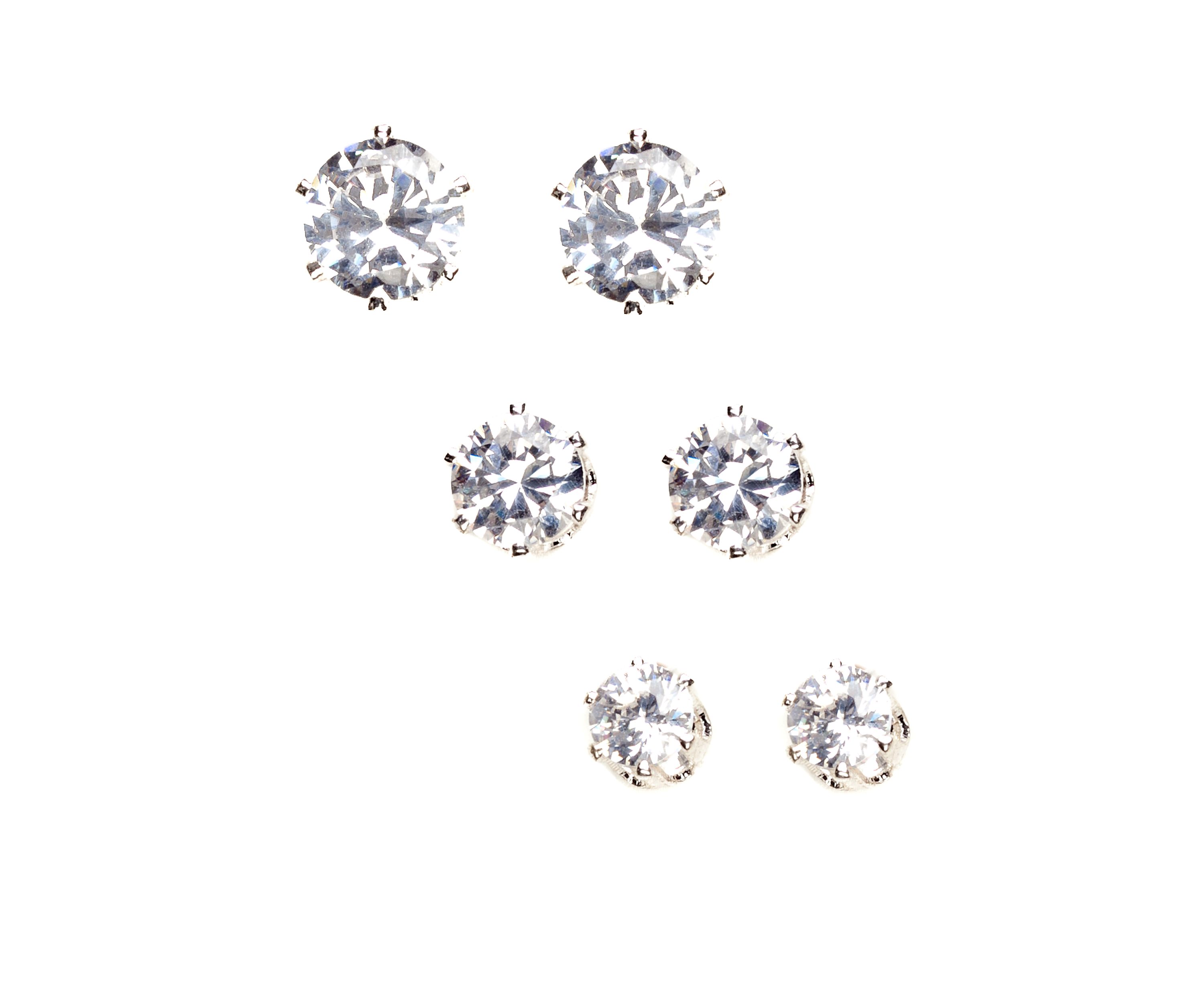 Set Of 3 Crystal Cubic Zirconia Earrings