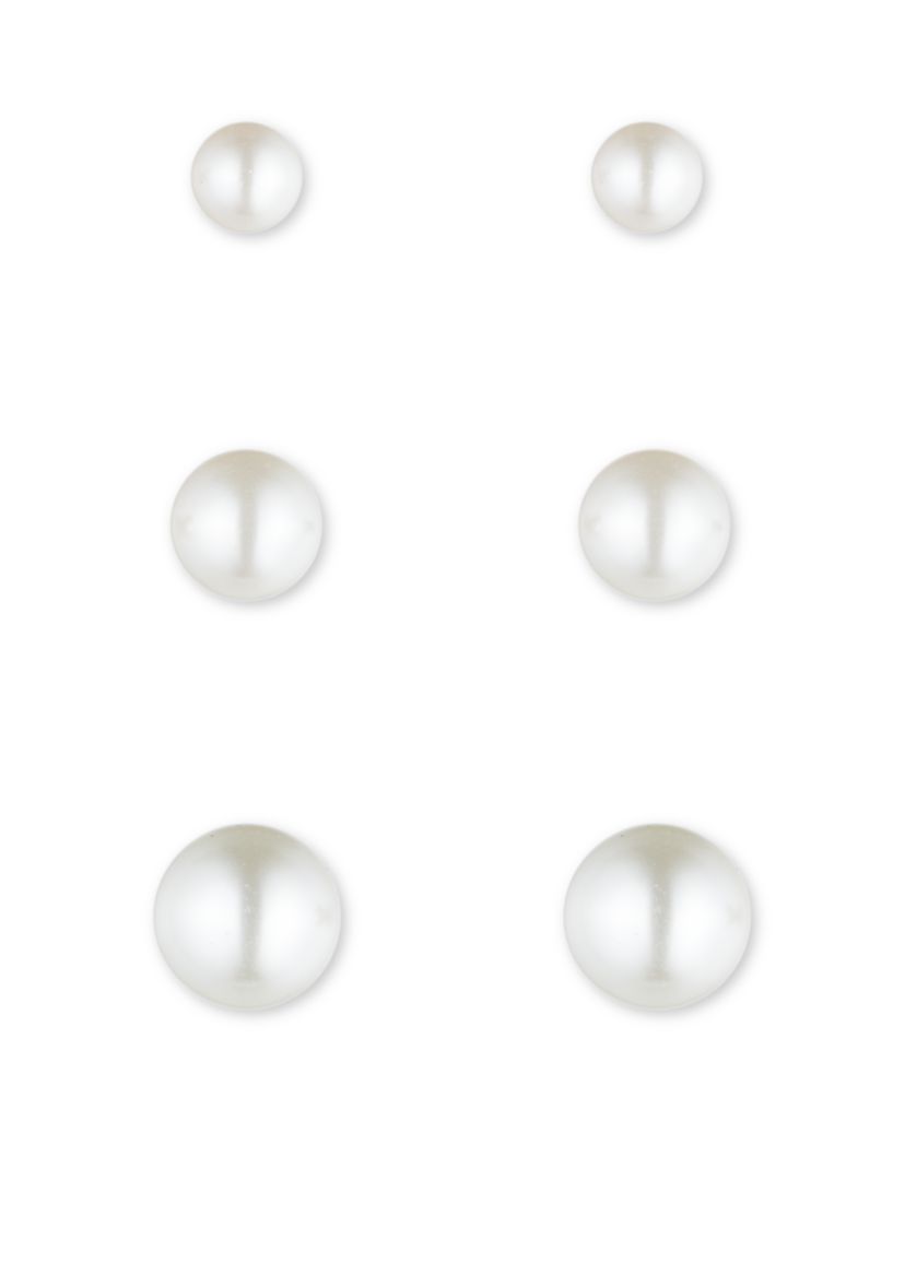 Pearl Trio Stud Earrings Set