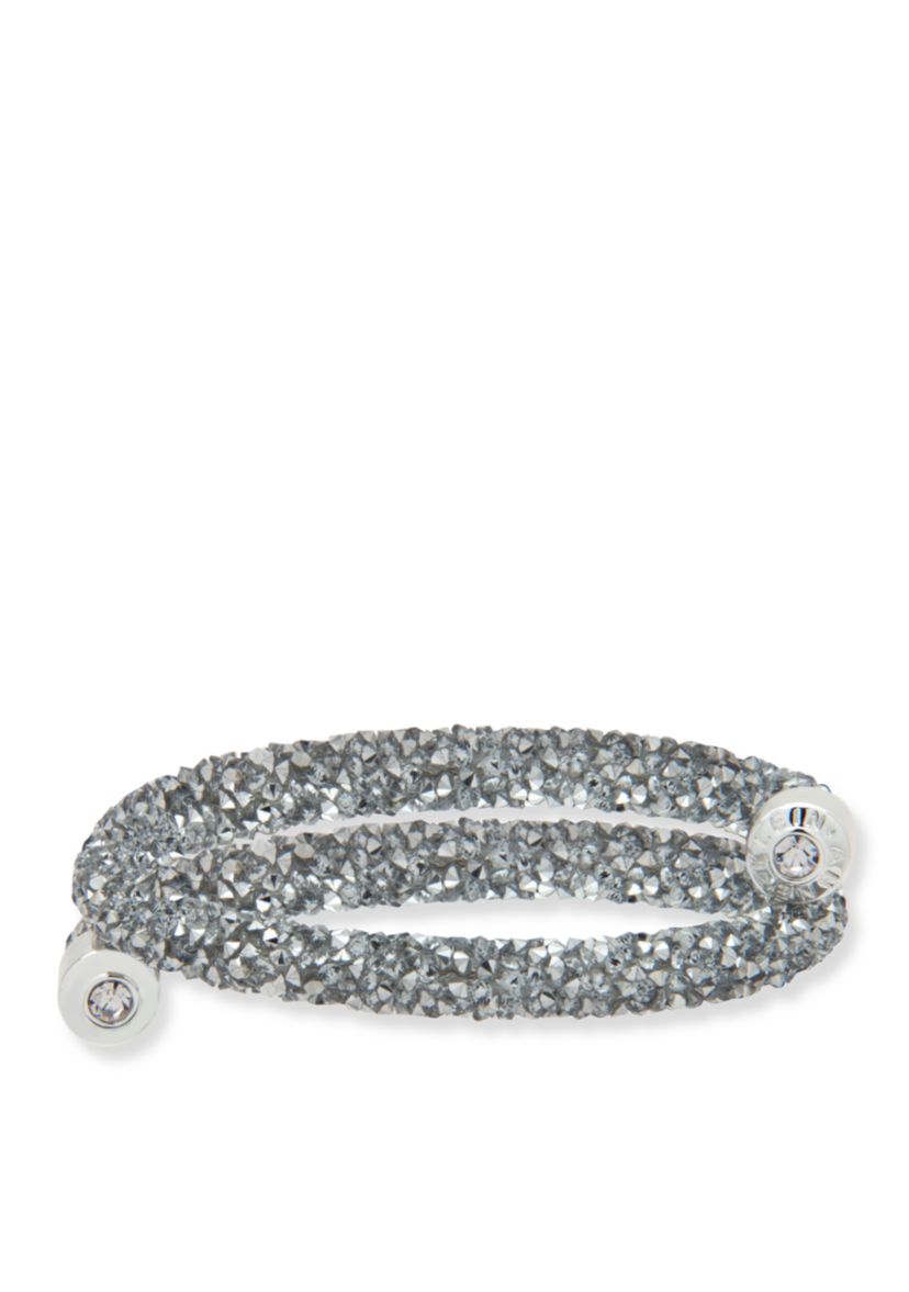 Silver-Tone Crystal Coil Wrap Bracelet