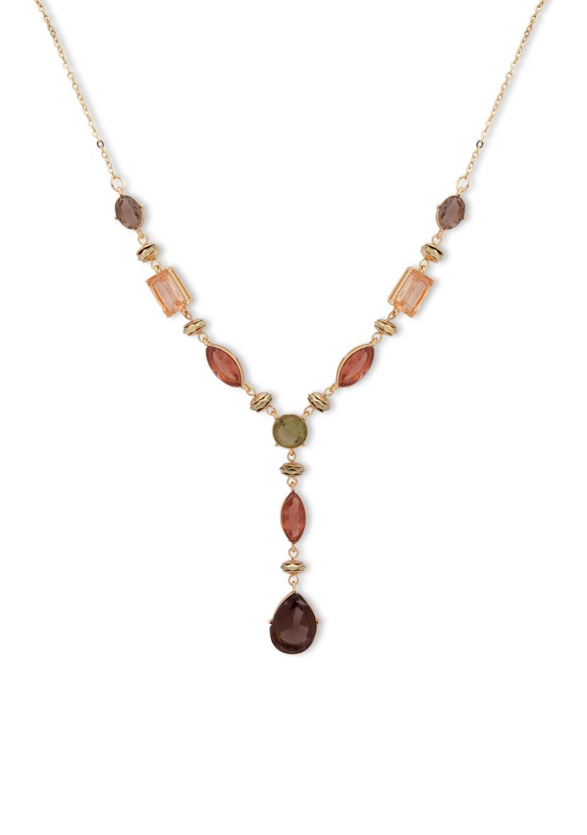 Gold-Tone Stone Y-Necklace