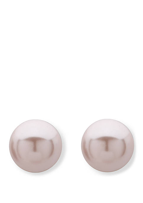 Anne Klein Pink Pearl Stud Earrings