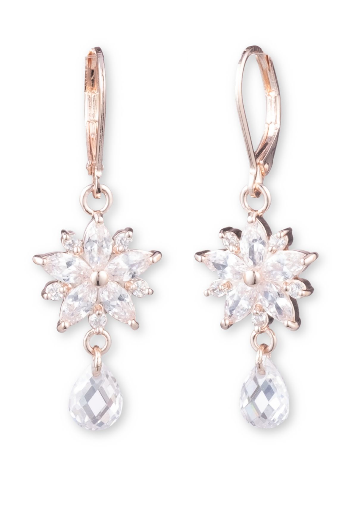 Cubic Zirconium Linear Drop Earrings