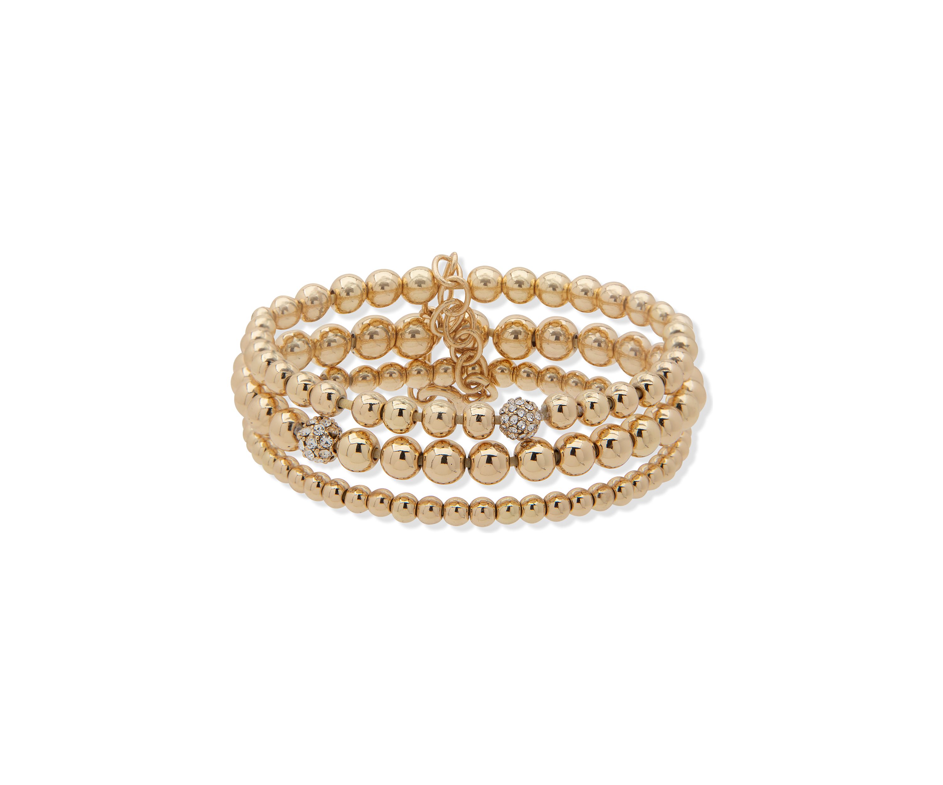 Set of 3 Gold Tone Crystal Bracelets 