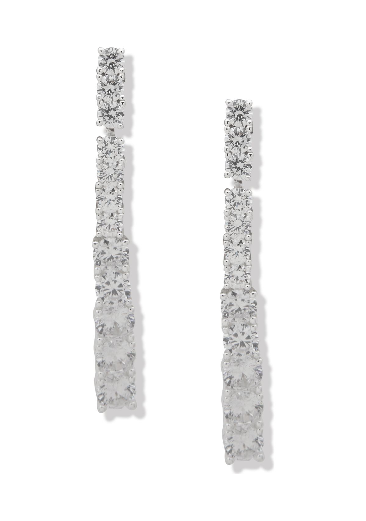 4 Prong Round Satin Linear Earrings 