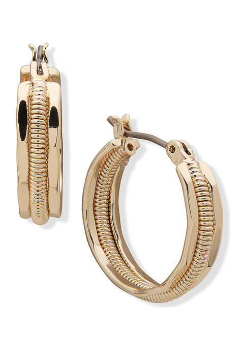 Anne Klein Gold Tone Small Smooth Texture Hoop