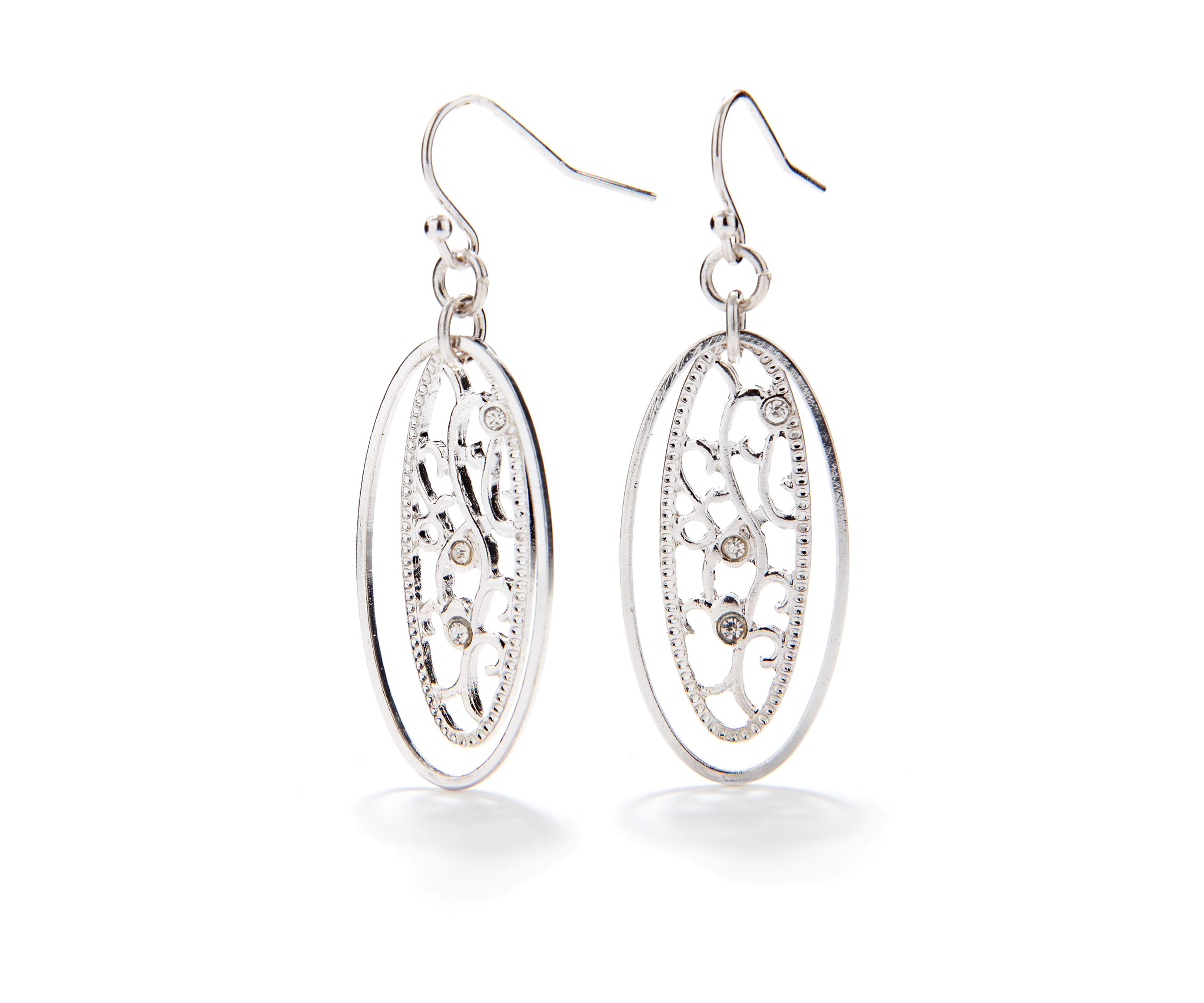 Silver-Tone Sensitive Skin Filigree Drop Earrings