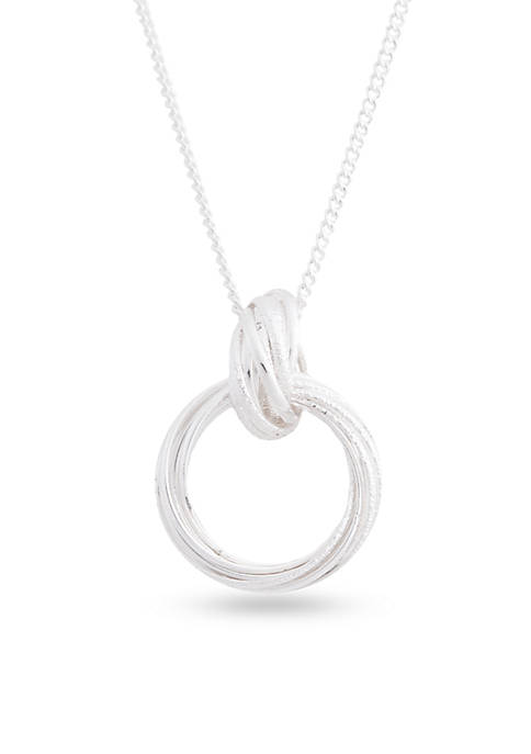 Silver-Tone Locking Rings Pendant Necklace