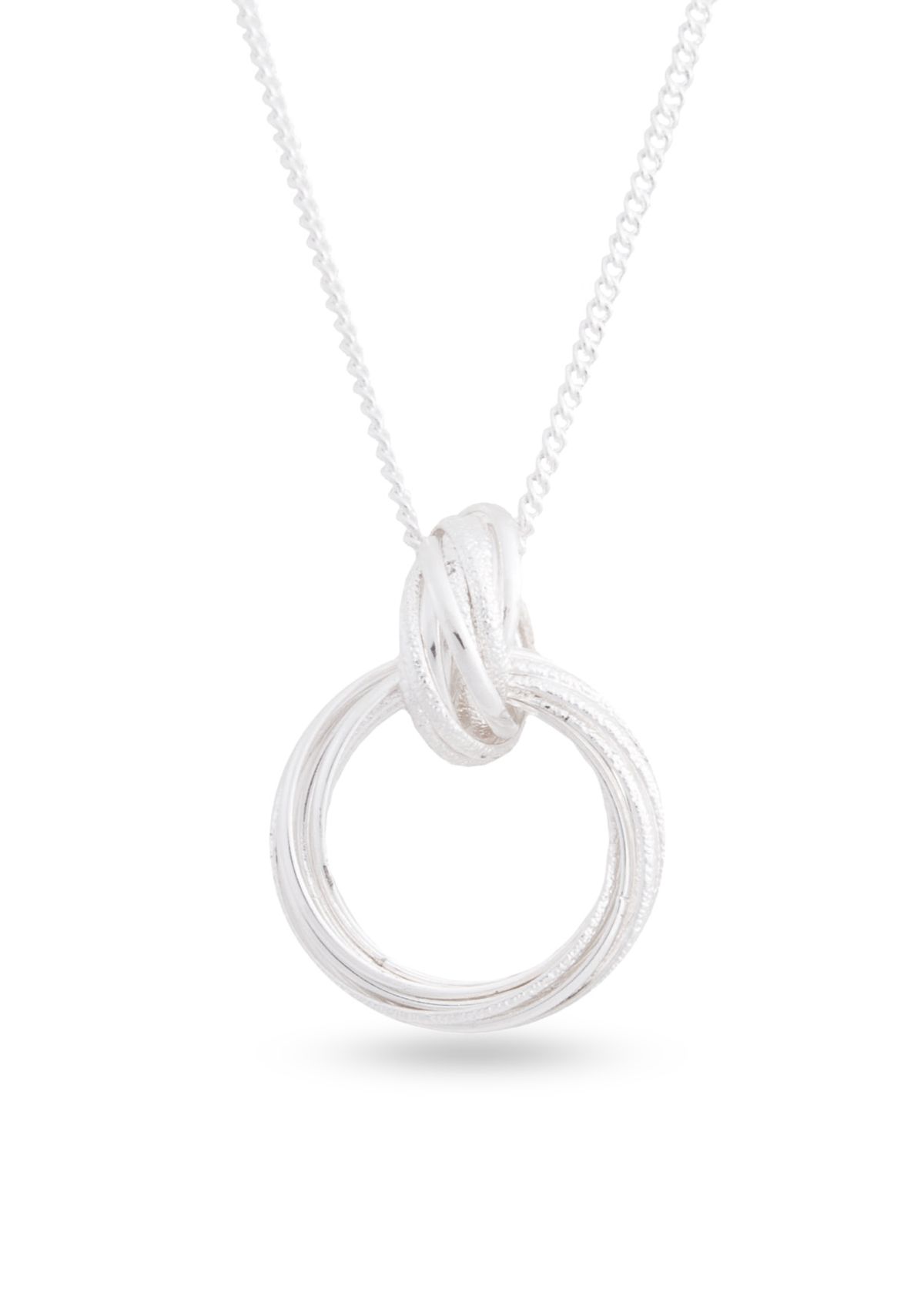 Silver Tone Locking Rings Pendant Necklace