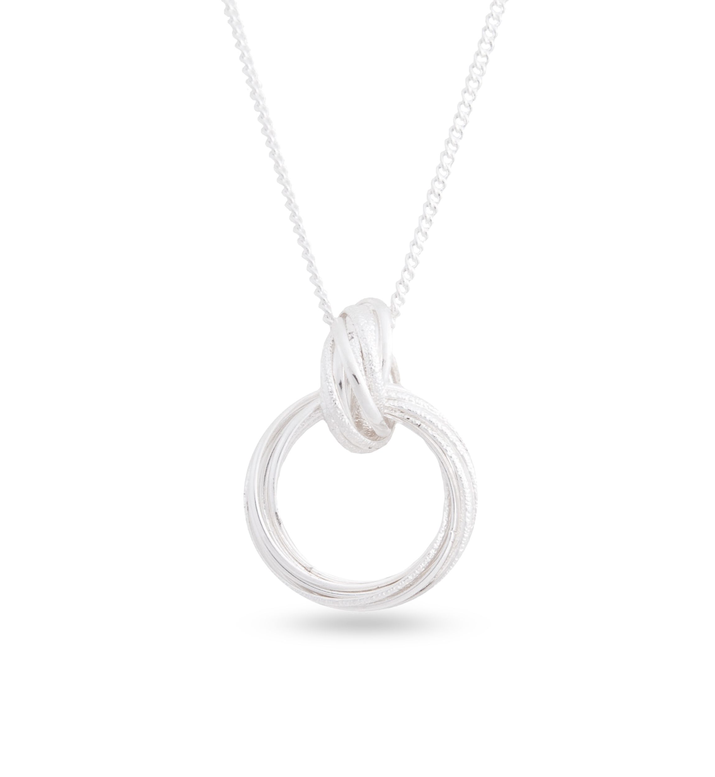 Silver Tone Locking Rings Pendant Necklace
