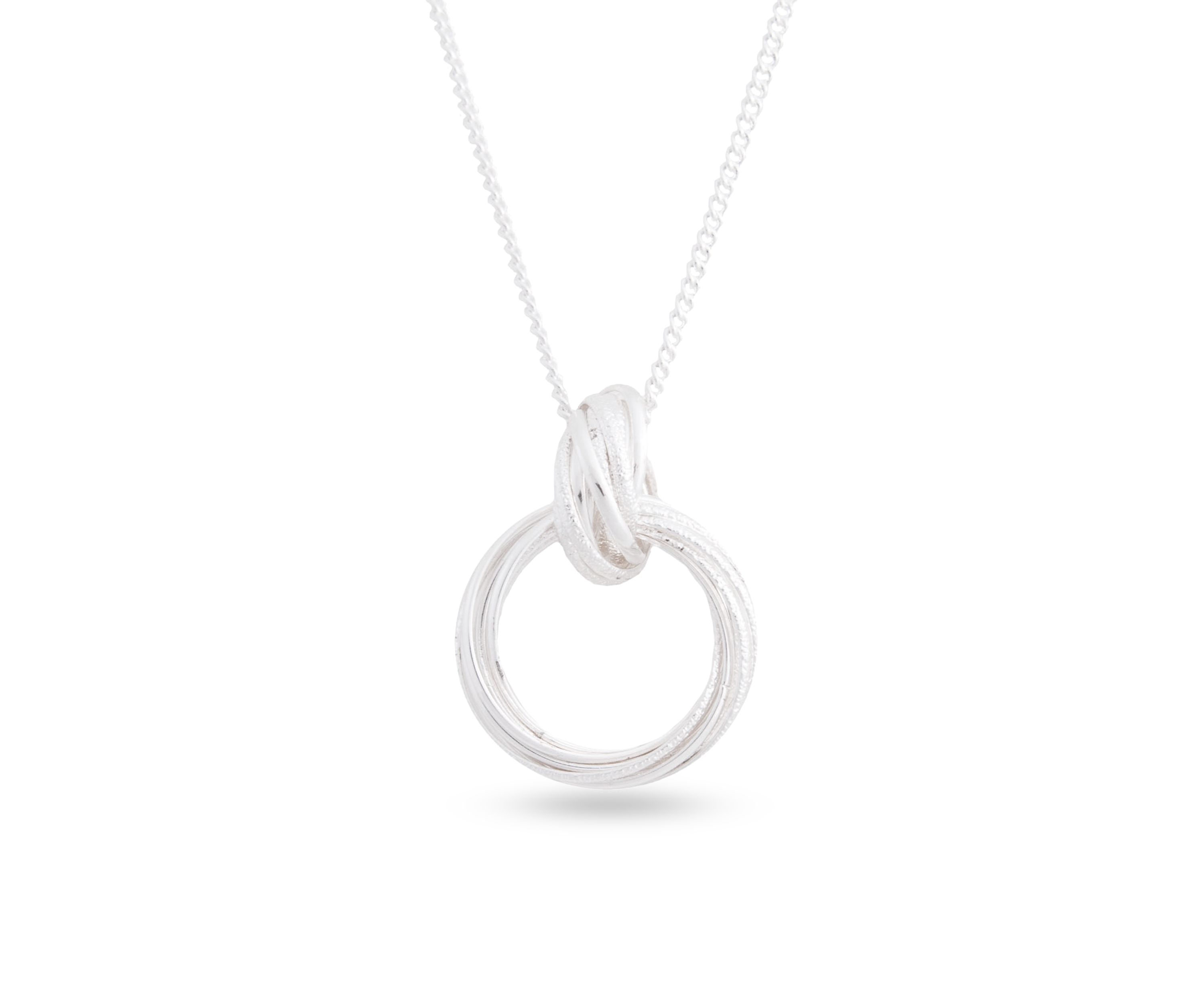 Silver Tone Locking Rings Pendant Necklace