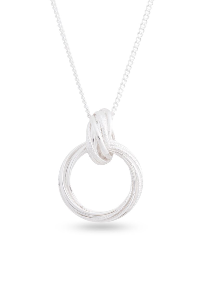 Silver Tone Locking Rings Pendant Necklace