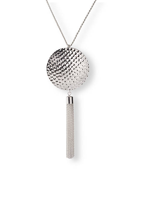 Belk Silver-Tone Hammered Tassel Pendant Necklace