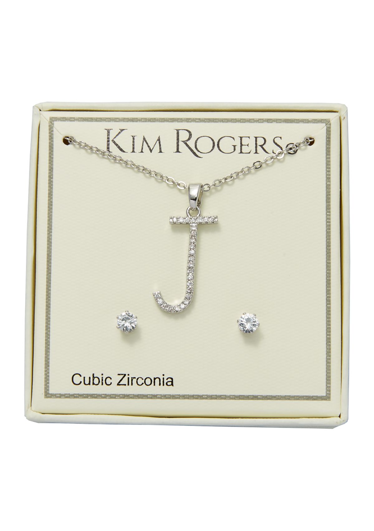  Silver Tone Letter J Necklace and Earring Set 
