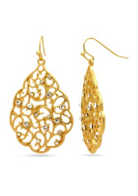 Kim Rogers® Gold Tone Sensitive Skin Scallop Filigree Drop Earrings | belk