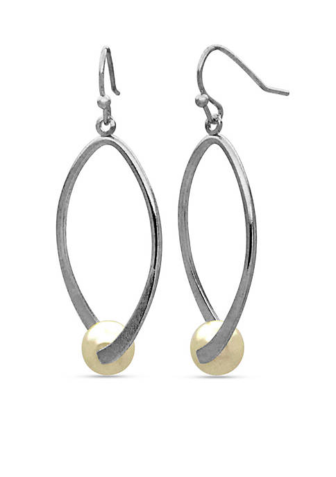 Belk Silver Tone Oval Twist Pearl Drop Earrings
