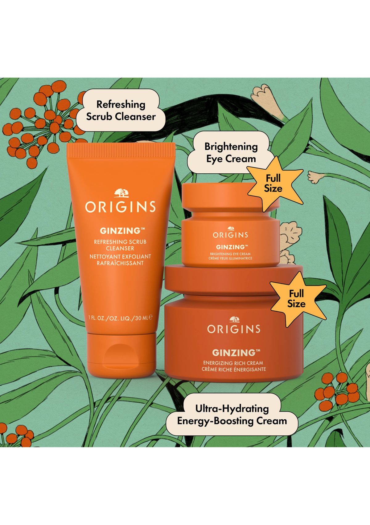 GinZing™ Glowing Essentials Cleanser & Moisturizer Gift Set - $83 Value!