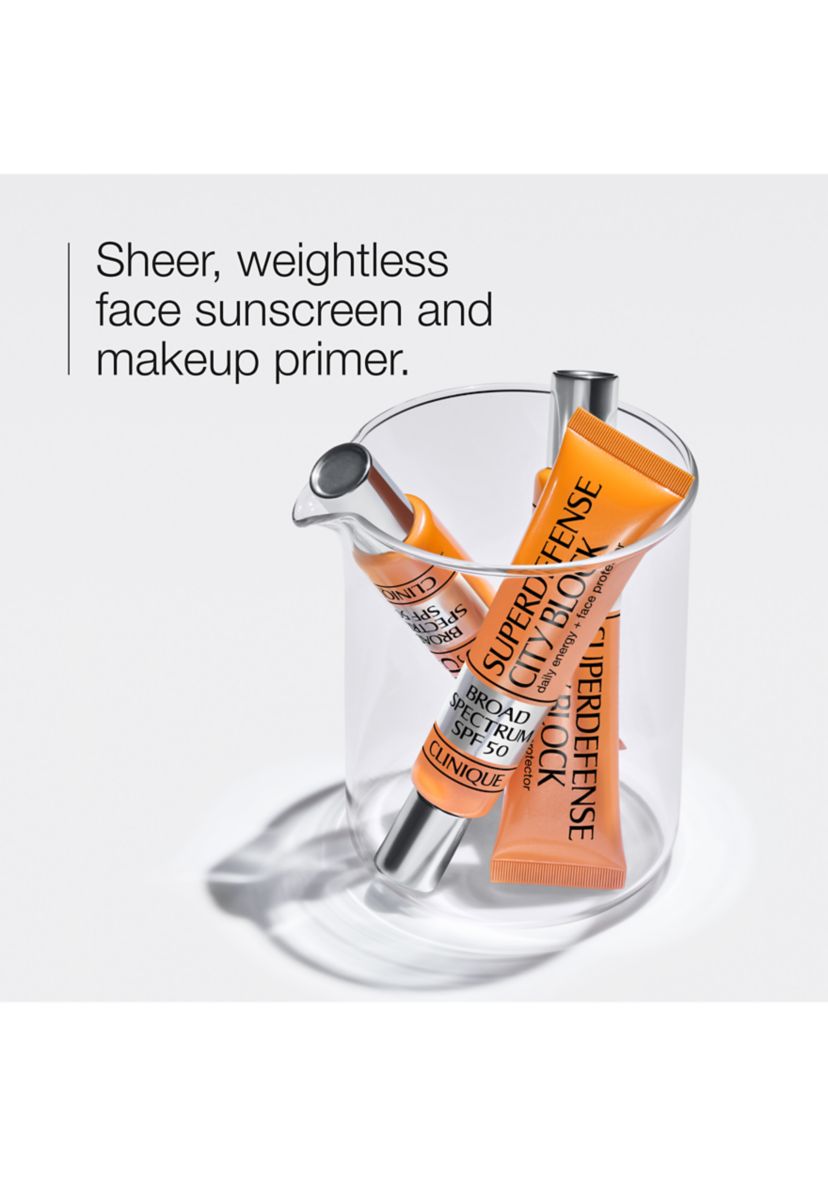Superdefense™ City Block Broad Spectrum SPF 50 Daily Energy + Face Protector Primer