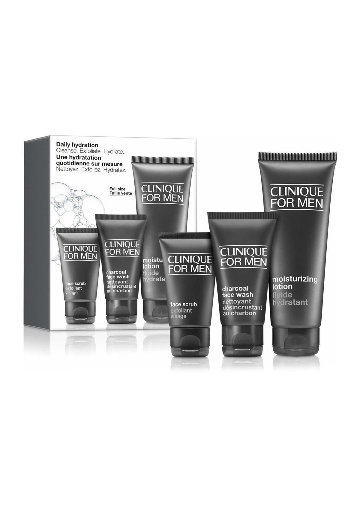 Daily Hydration Mens Skincare Set: Cleanse. Exfoliate. Hydrate - $54 Value!
