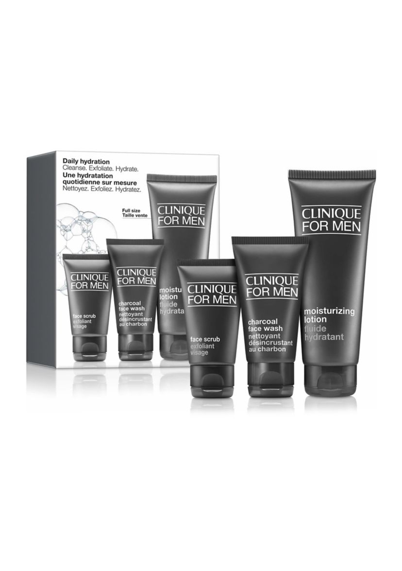 Daily Hydration Mens Skincare Set: Cleanse. Exfoliate. Hydrate - $54 Value!