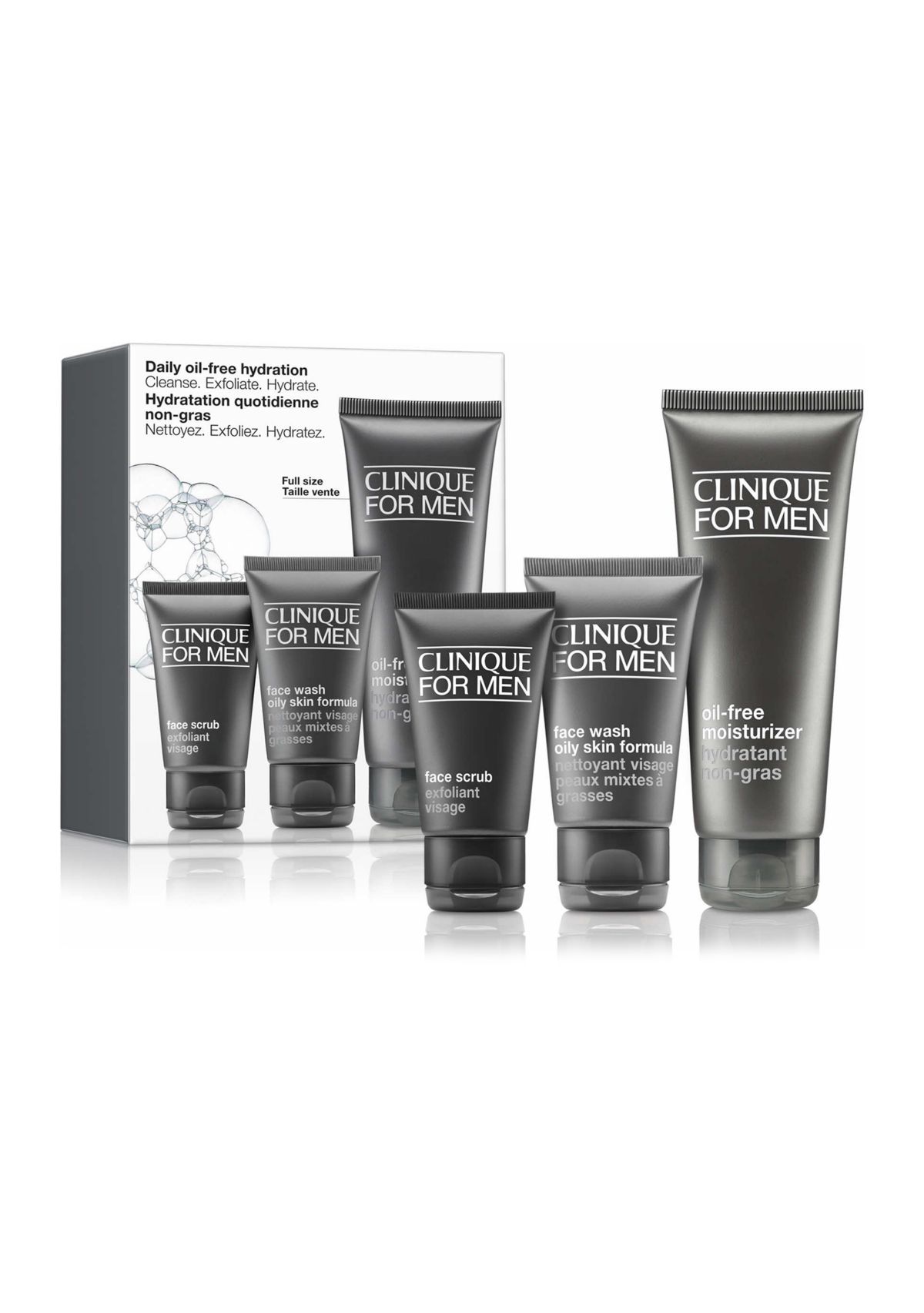 Daily Oil-Free Hydration Mens Skincare Set: Cleanse. Exfoliate. Hydrate - $53 Value!