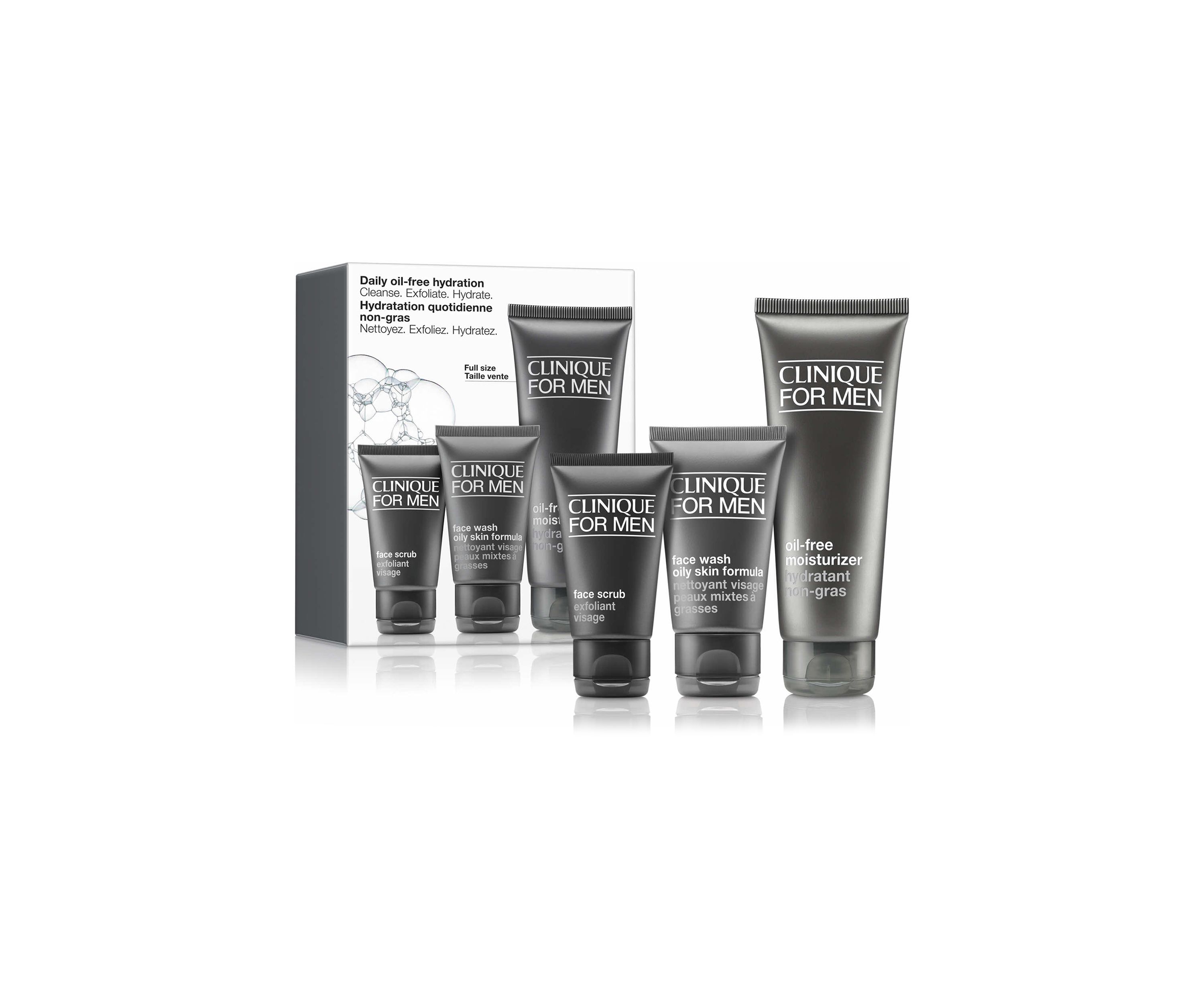 Daily Oil-Free Hydration Mens Skincare Set: Cleanse. Exfoliate. Hydrate - $53 Value!