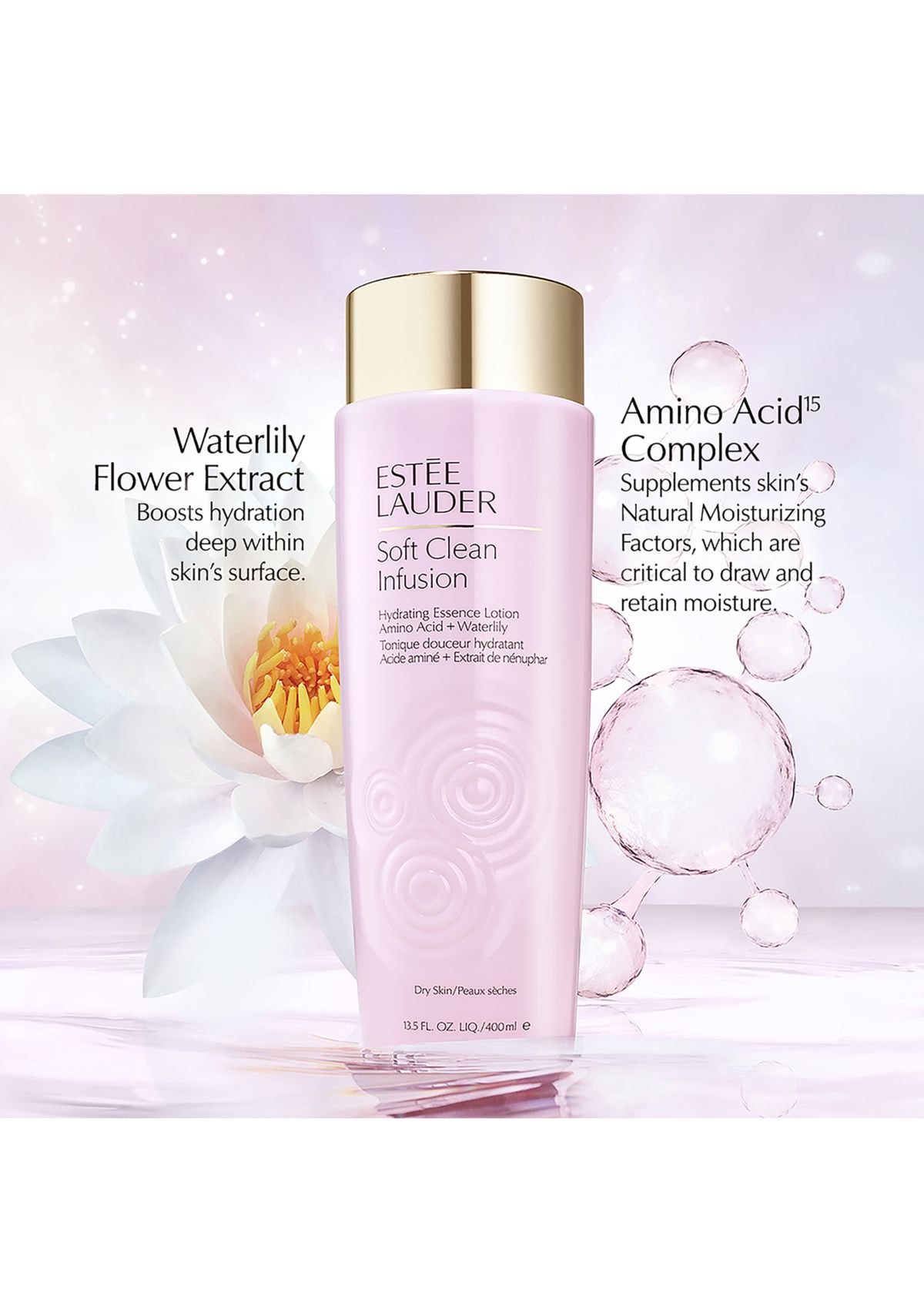 Soft Clean Infusion Hydrating Skin Essence Face Lotion with Amino Acid + Waterlily