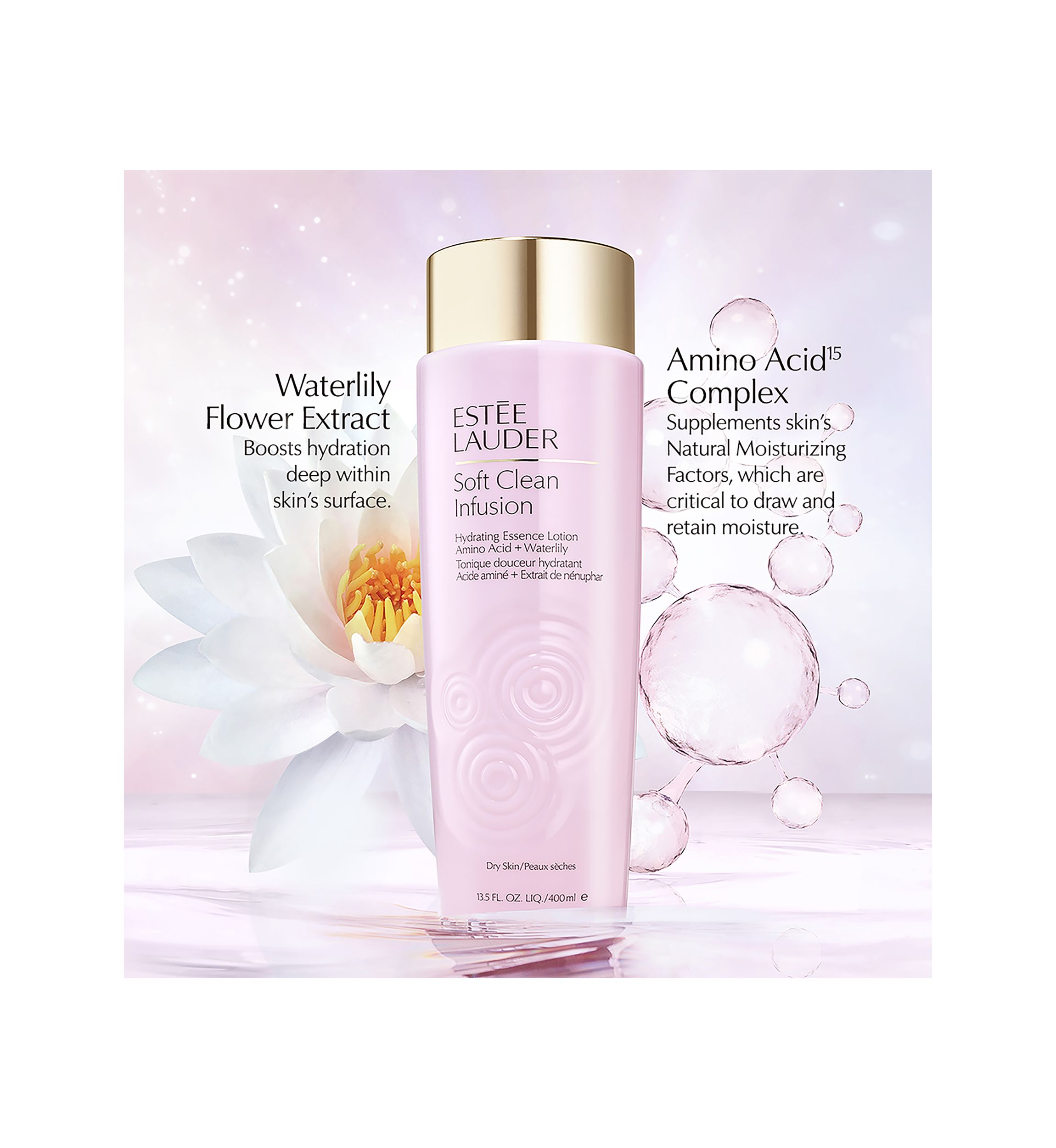 Soft Clean Infusion Hydrating Skin Essence Face Lotion with Amino Acid + Waterlily