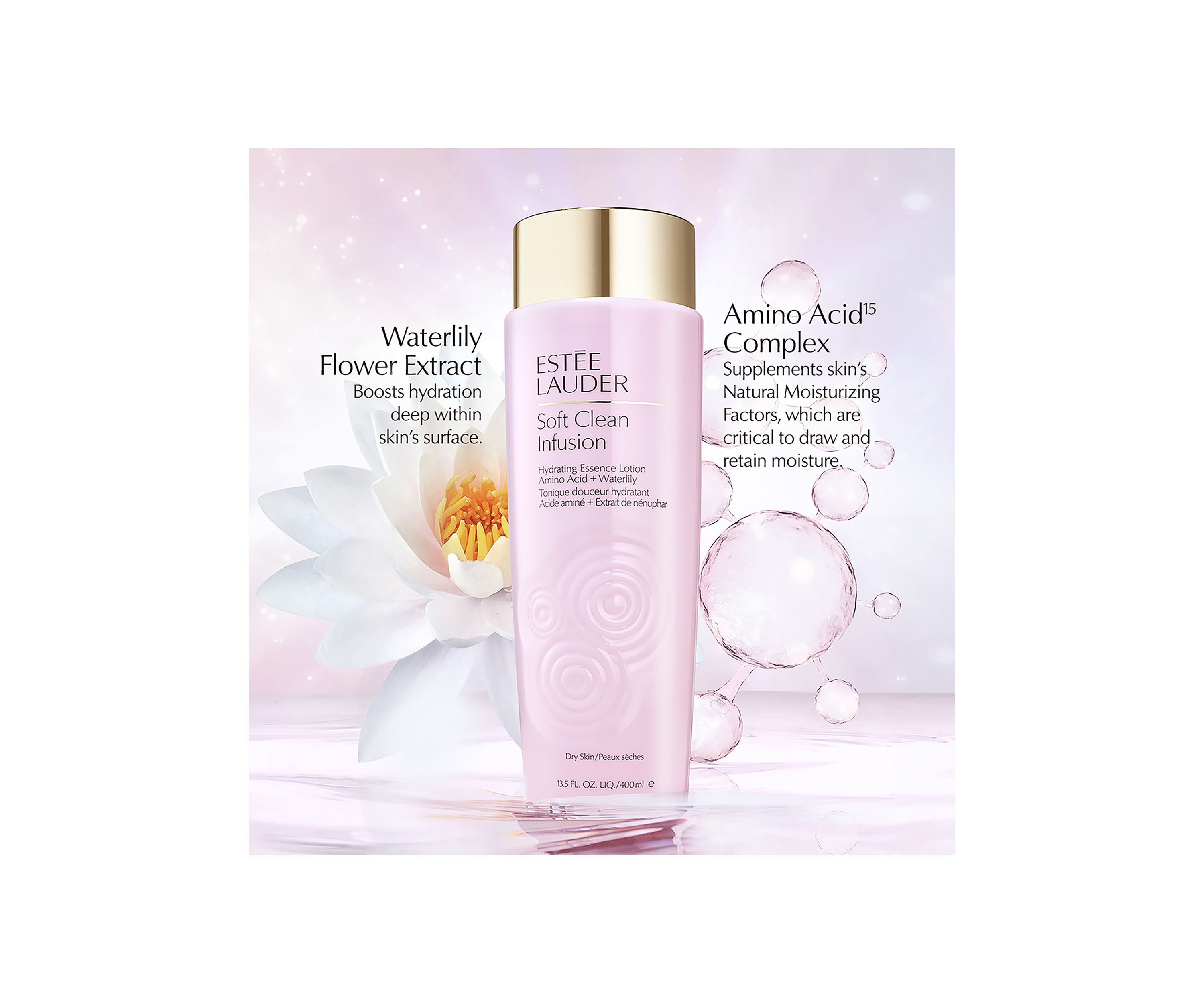 Soft Clean Infusion Hydrating Skin Essence Face Lotion with Amino Acid + Waterlily