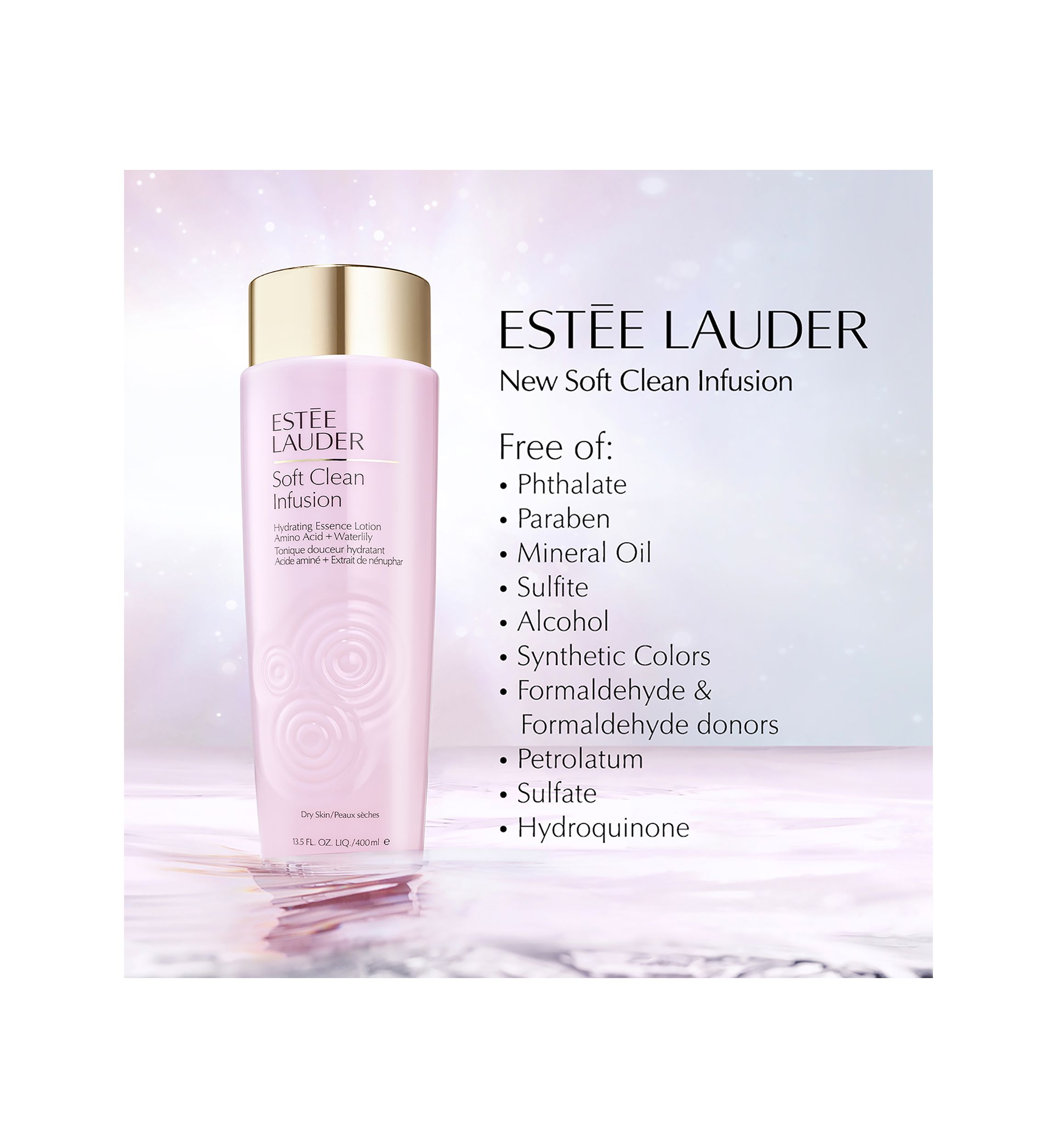 Soft Clean Infusion Hydrating Skin Essence Face Lotion with Amino Acid + Waterlily