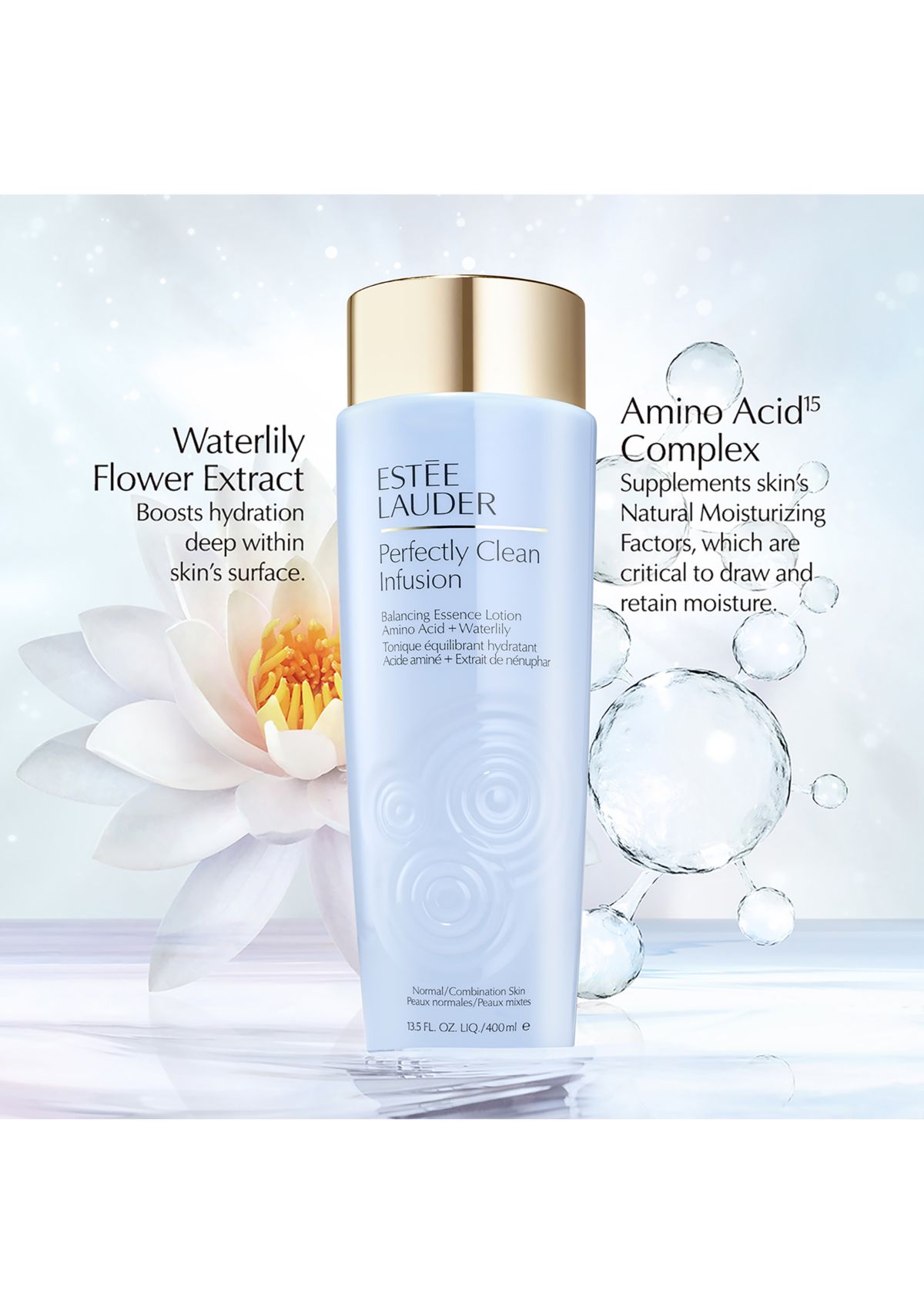 Perfectly Clean Infusion Balancing Skin Essence Face Lotion Toner with Amino Acid + Waterlily
