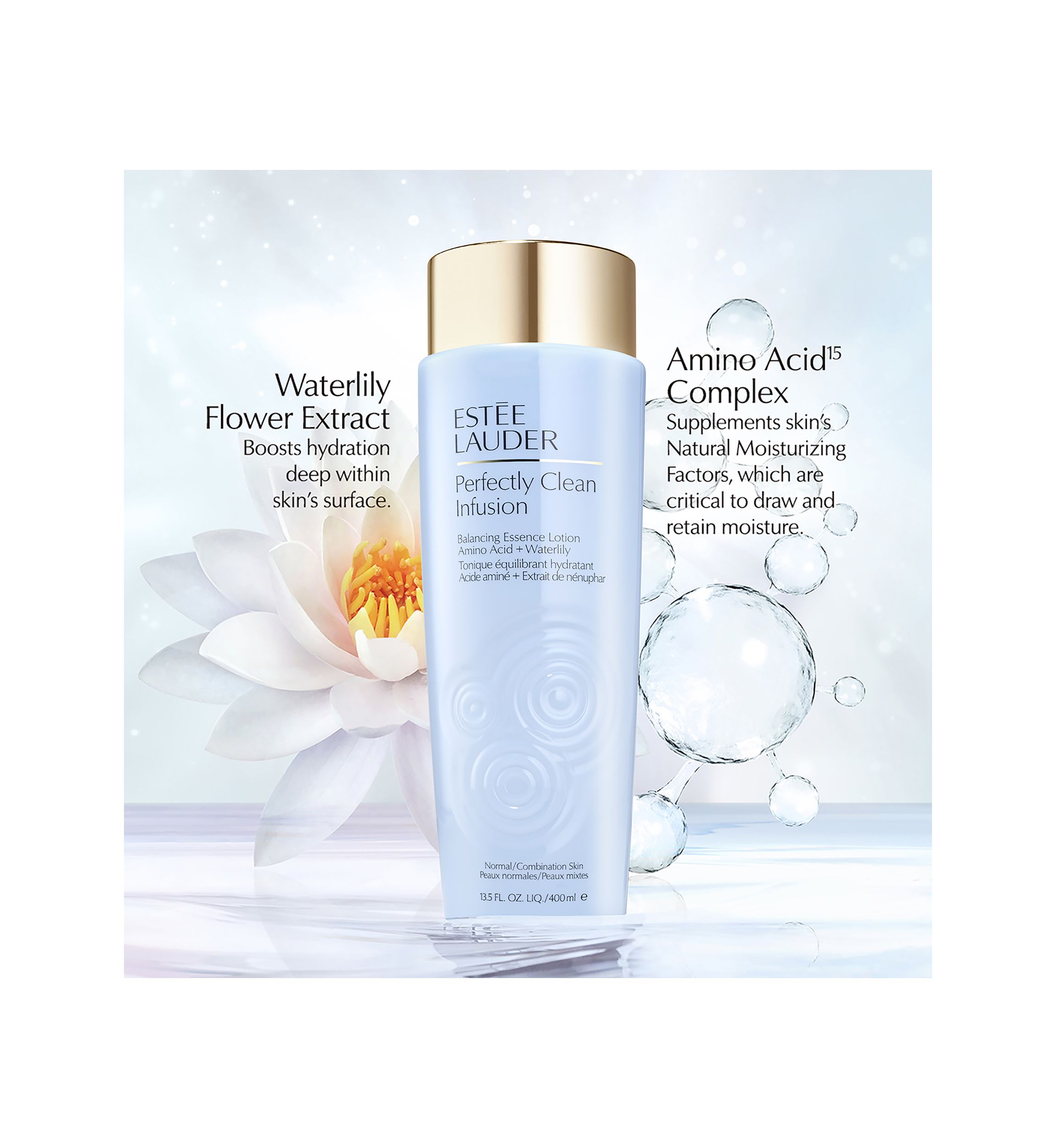 Perfectly Clean Infusion Balancing Skin Essence Face Lotion Toner with Amino Acid + Waterlily