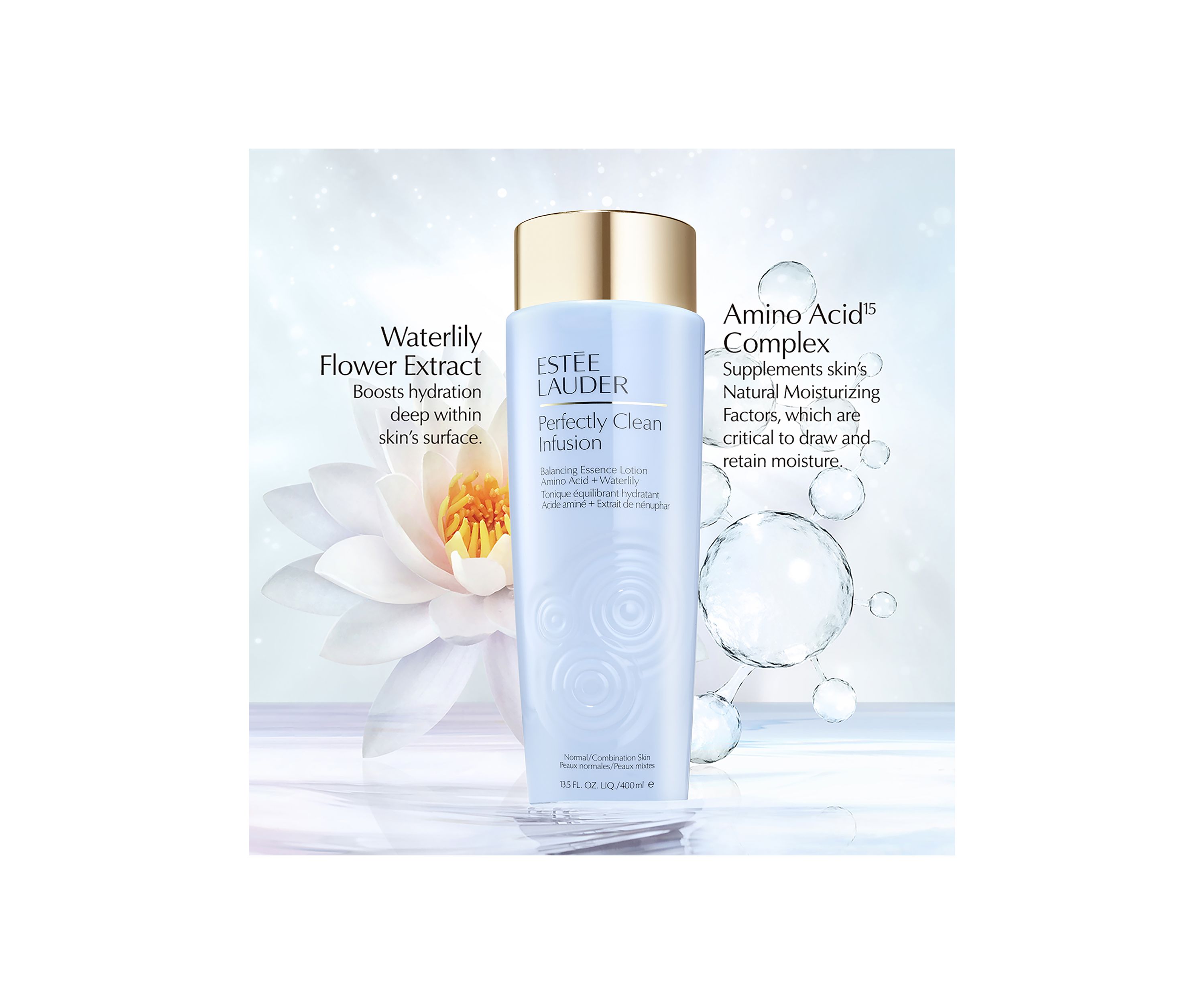 Perfectly Clean Infusion Balancing Skin Essence Face Lotion Toner with Amino Acid + Waterlily