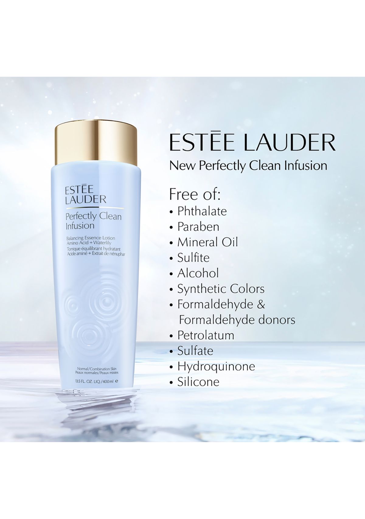 Perfectly Clean Infusion Balancing Skin Essence Face Lotion Toner with Amino Acid + Waterlily