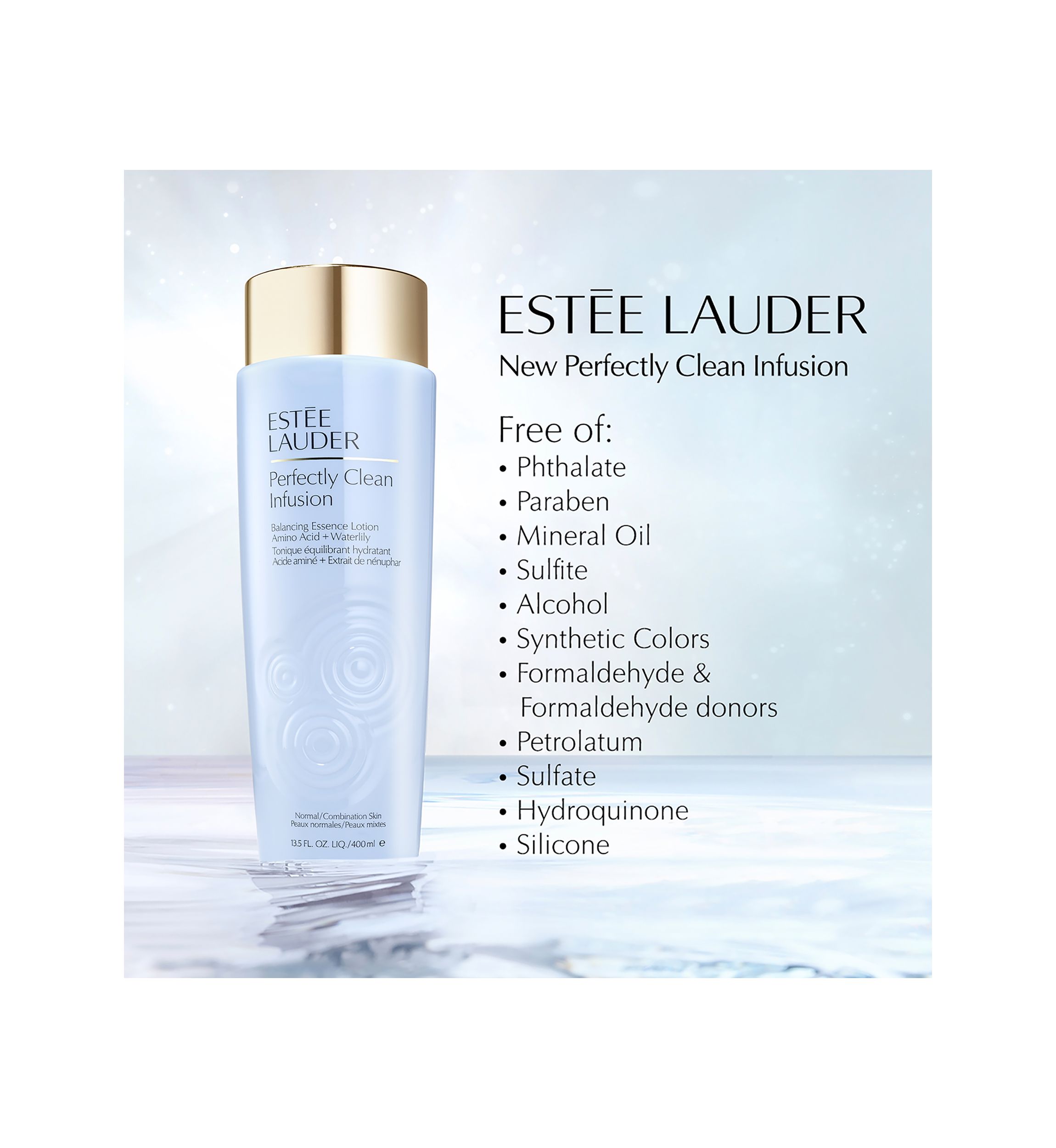 Perfectly Clean Infusion Balancing Skin Essence Face Lotion Toner with Amino Acid + Waterlily