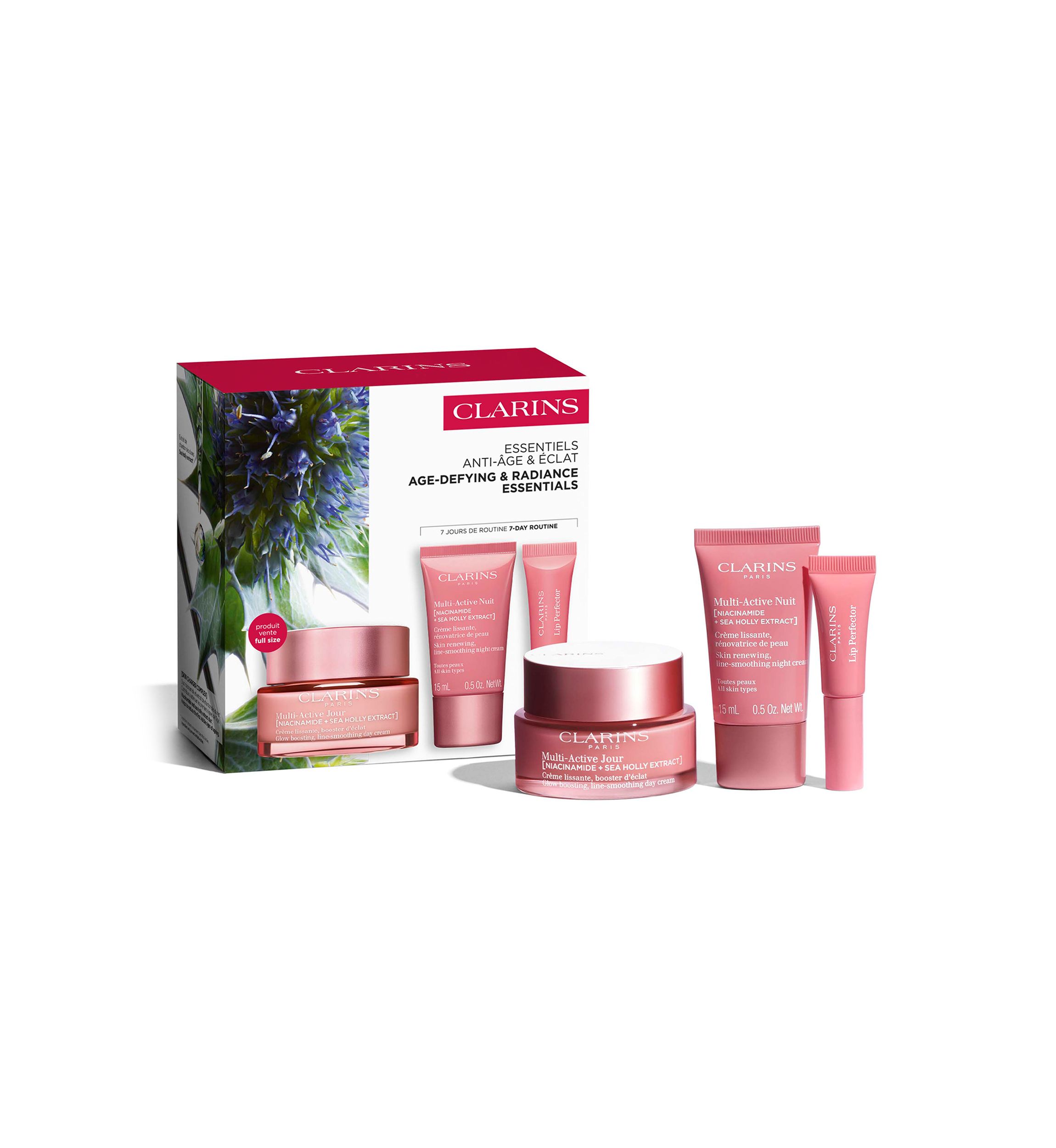 Clarins Multi-Active Skincare Starter Set for Lines, Pores, Glow