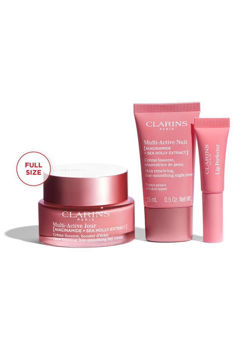 Clarins Multi-Active Skincare Starter Set for Lines, Pores, Glow