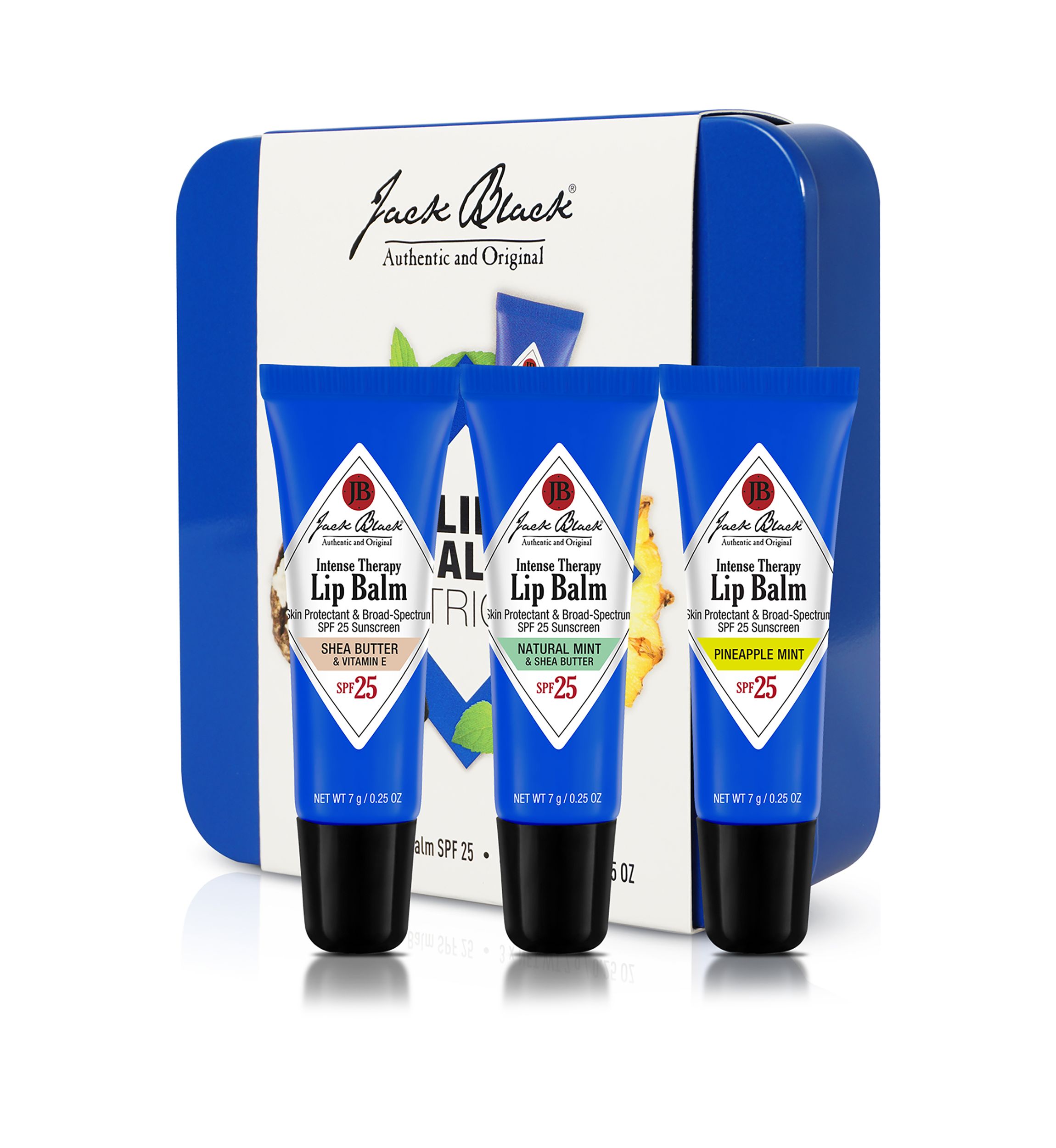Lip Balm Trio with Natural Mint, Shea Butter & Pineapple Mint Lip Balms