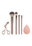 6 Piece Rose Gold Cosmetic Tool Set