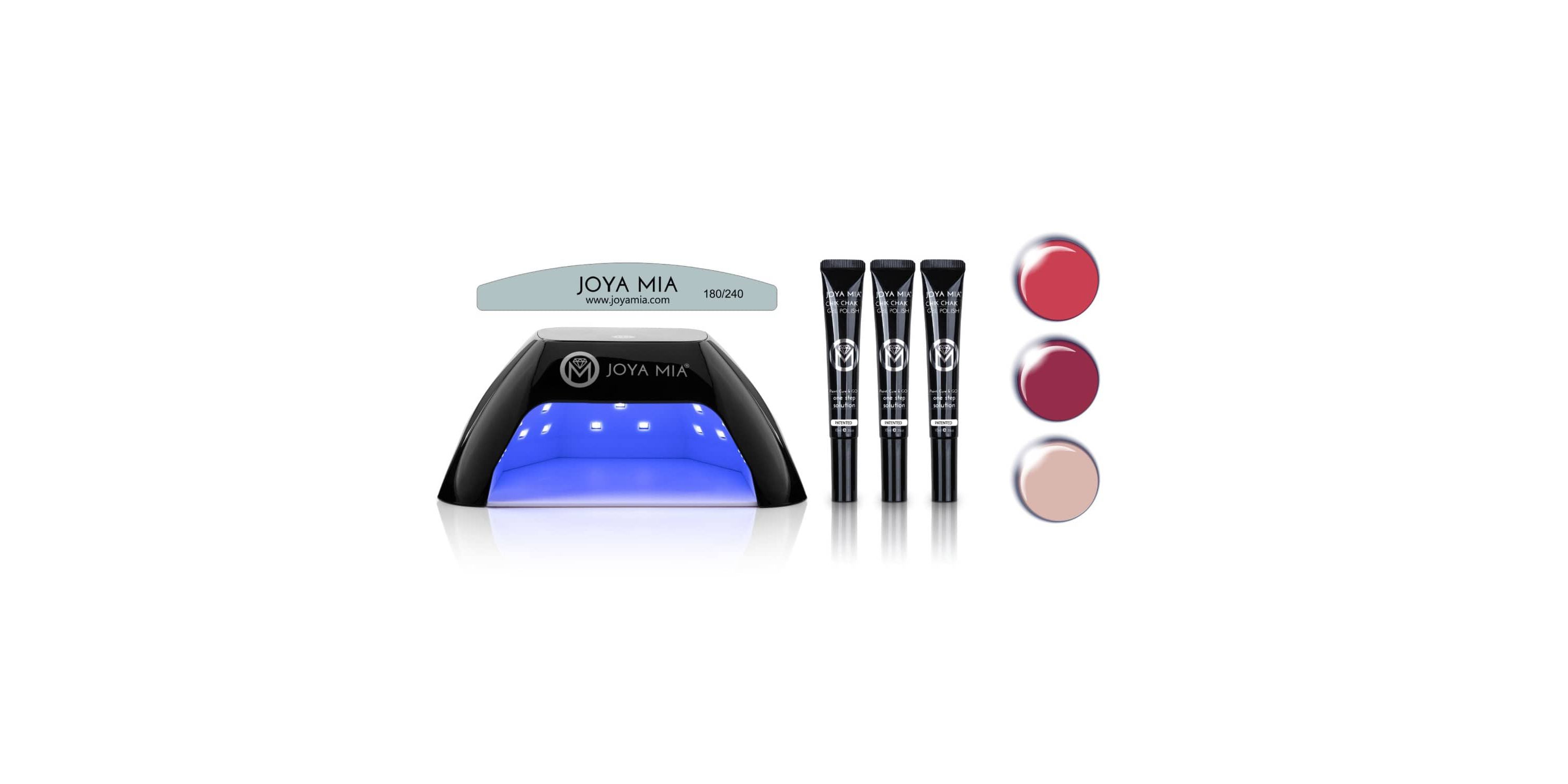 Chik Chak One-Step Gel Nail Polish Essentials Kit 5-Piece with LED Lamp and 3 Colors - CK-14, CK-24, CK-38