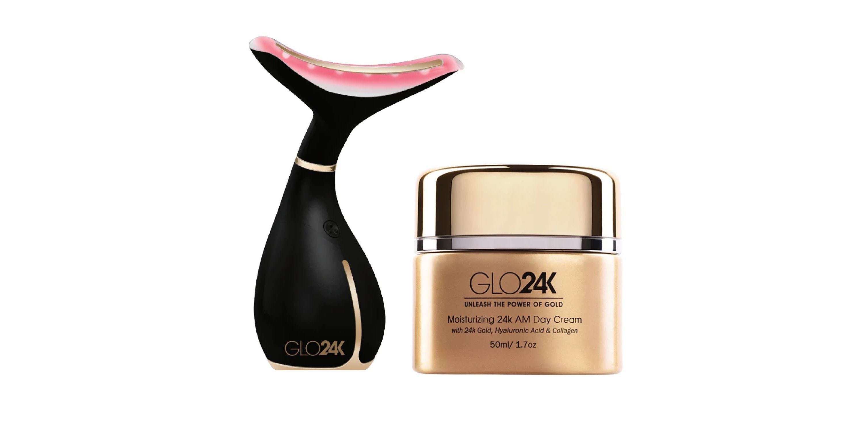 GLO24K Neck & Face LED Beauty Massager + 24k Moisturizing Day Cream