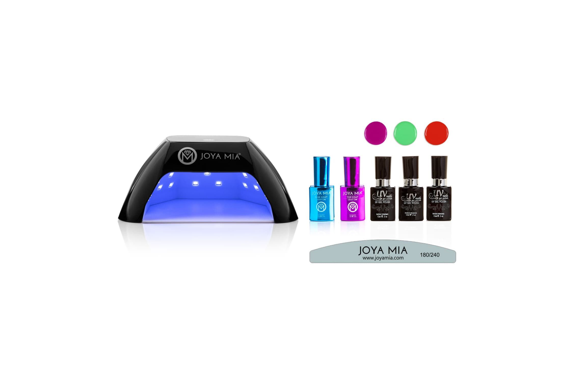 Gel Nail Polish Starter Kit 7-Piece with LED Lamp and 3 Colors - NE2, NE5, NE7