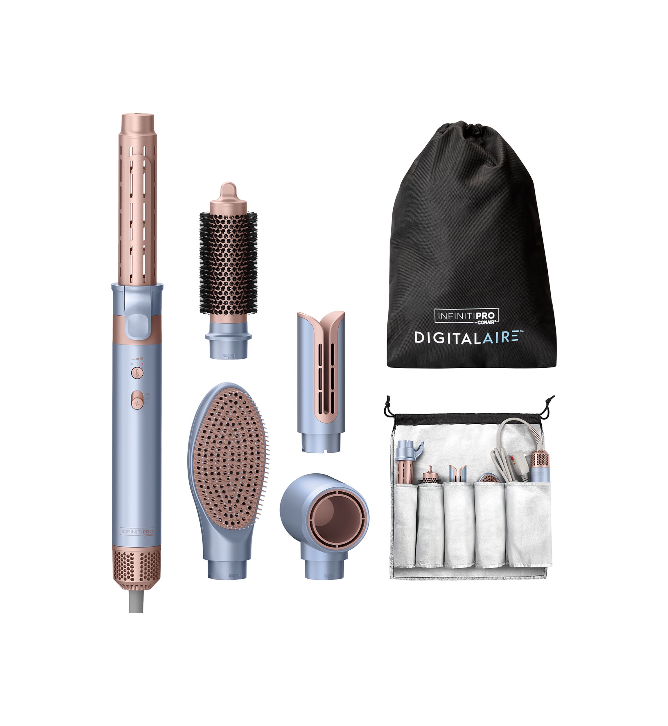 InfinitiPRO DigitalAIRE Wet-to-Dry Styling Wand with Multiple Attachments & Storage Bag