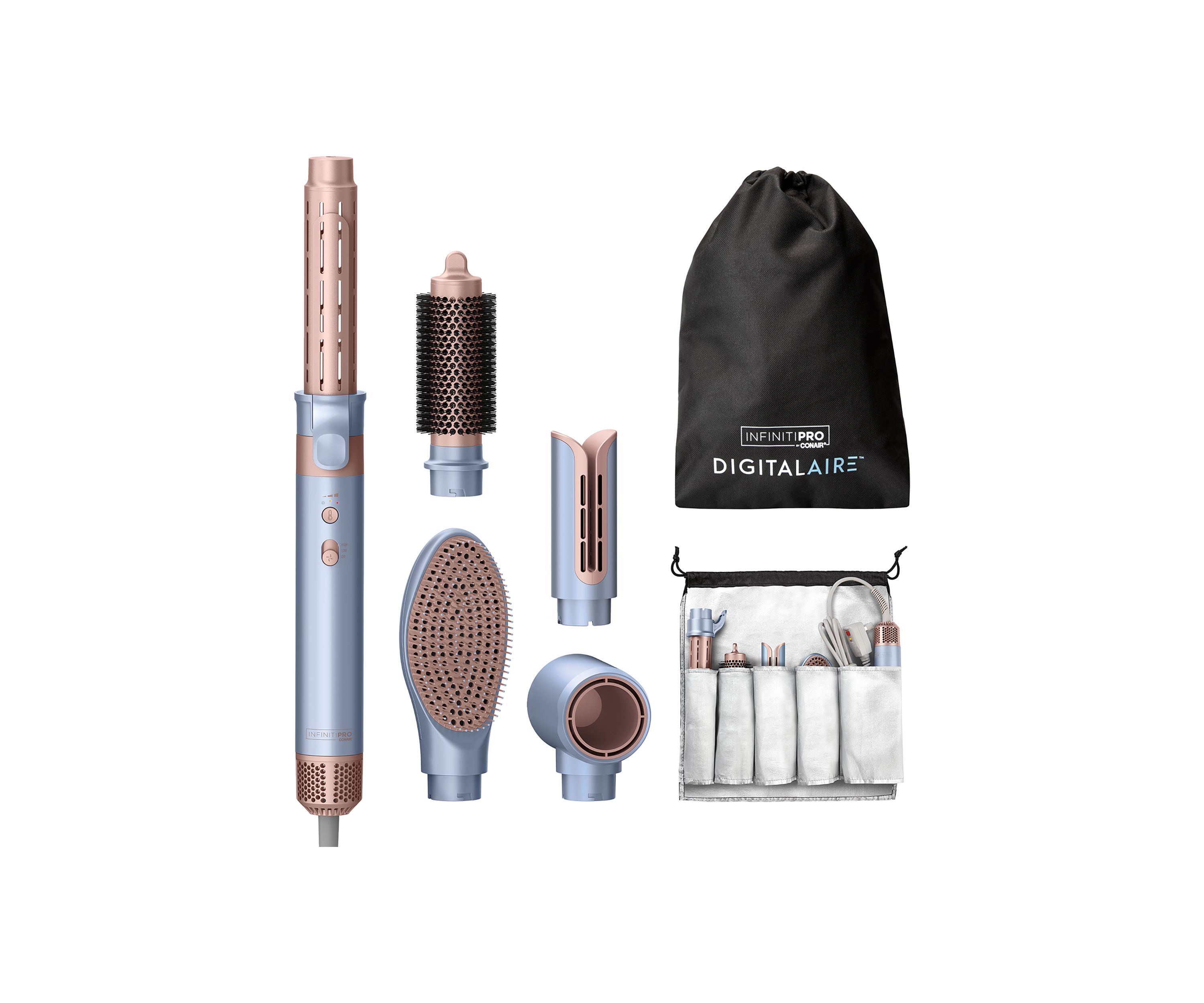InfinitiPRO DigitalAIRE Wet-to-Dry Styling Wand with Multiple Attachments & Storage Bag